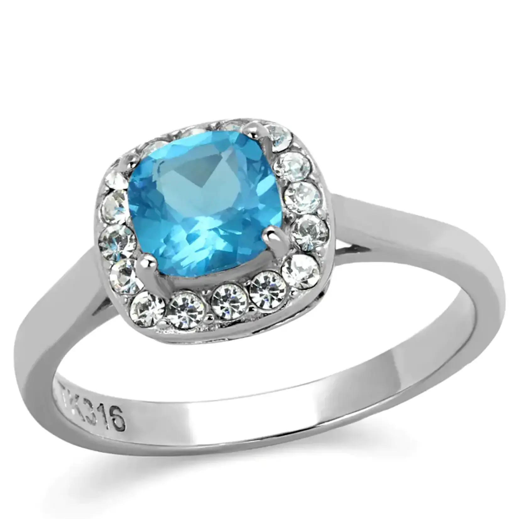 ROS Light Aqua Cushion Cut Ring