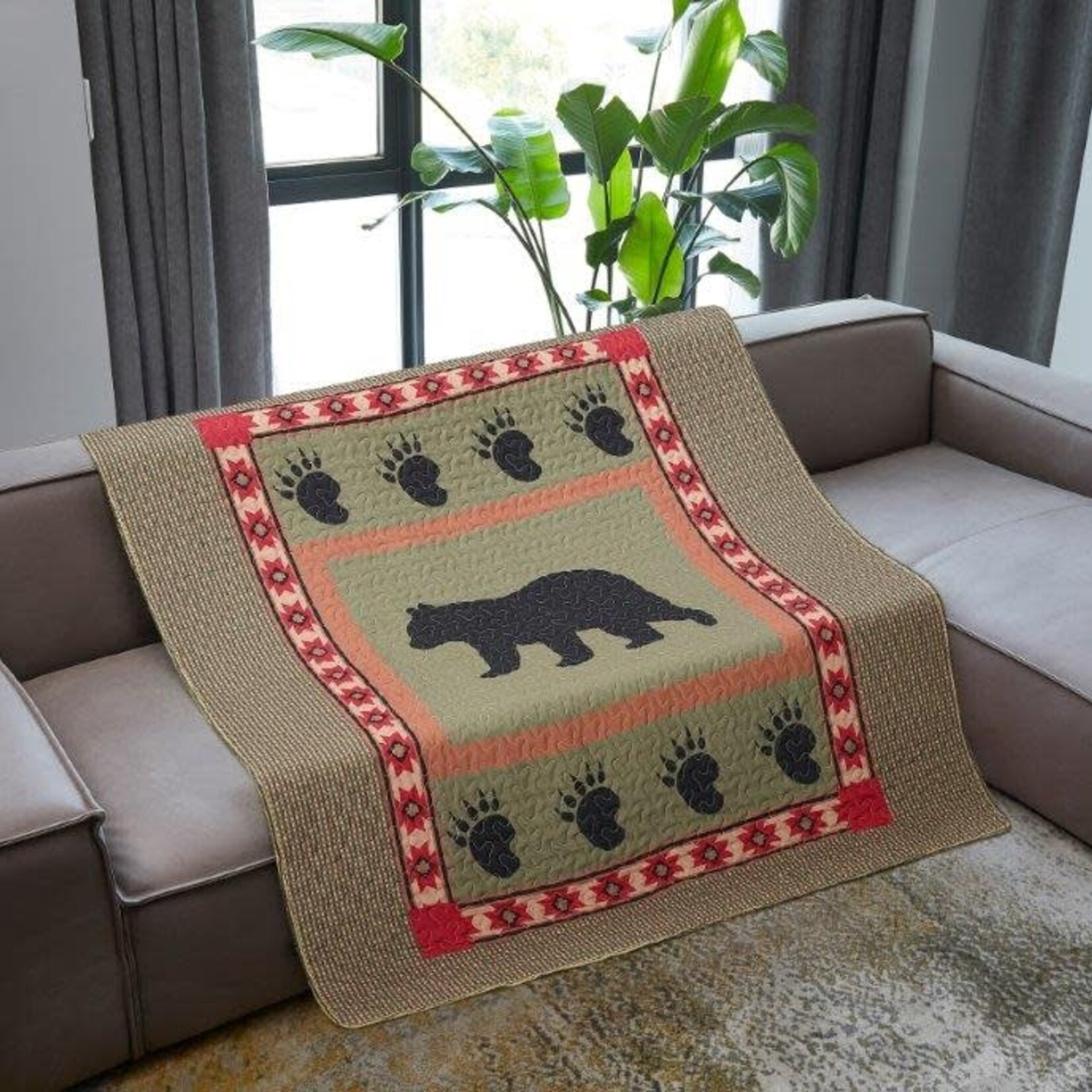 Quilt Inc. DQT649 Bear and Paw  Quilt Throw 50x60 10c