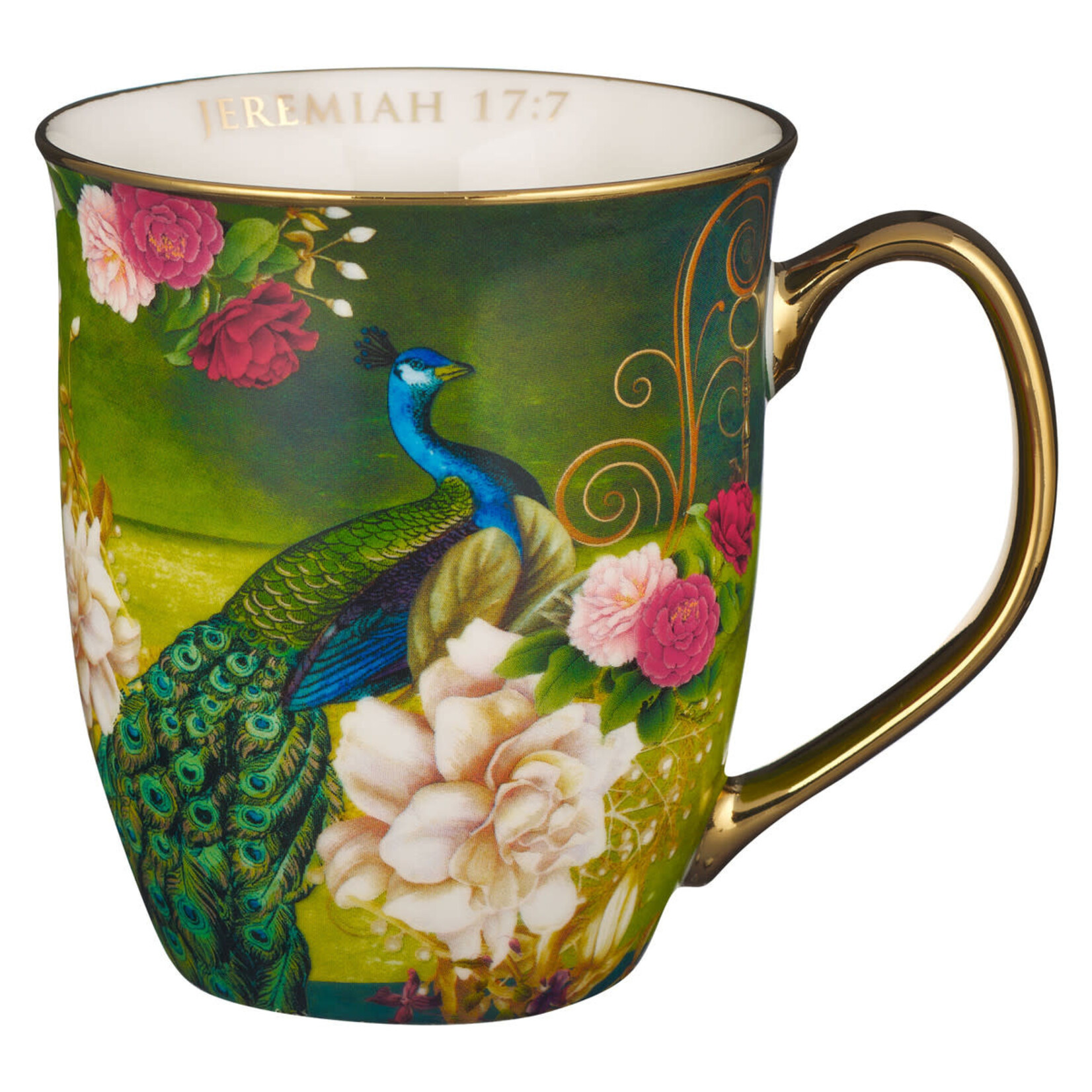 Christian Art Gifts Blue Peacock Blessed Jar Mug