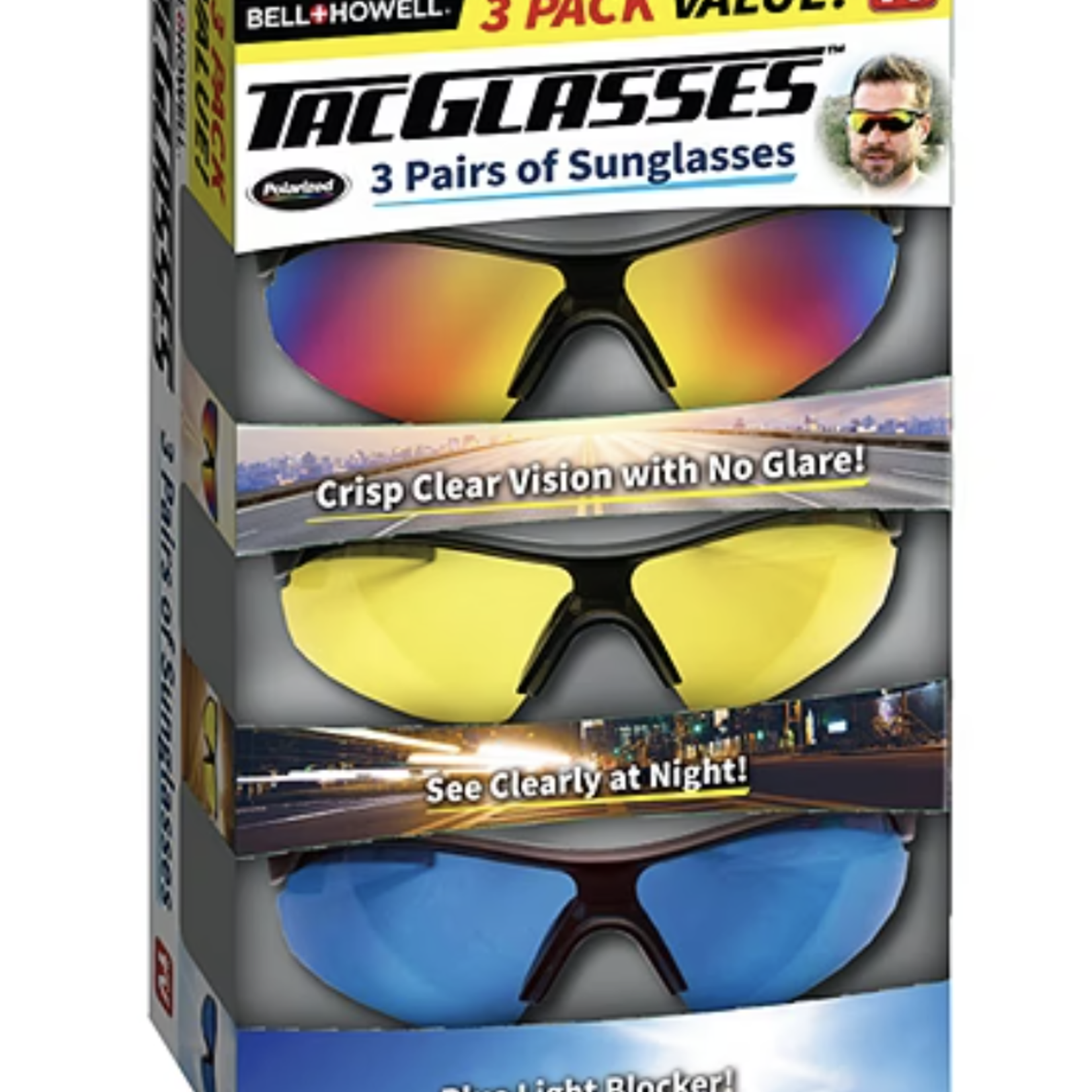 TacGlasses 3 Pack - Blue Light Glasses Polarized Sunglasses Men