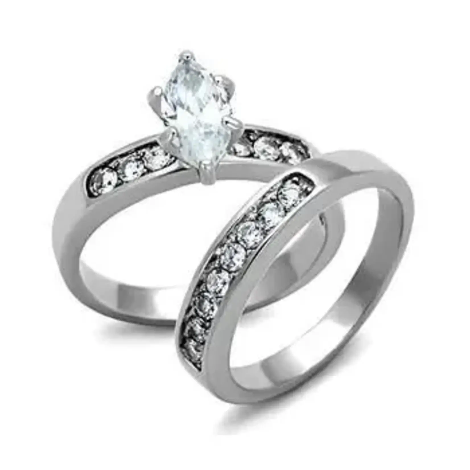 ROS Marquis Cut Stack Wedding Ring Set