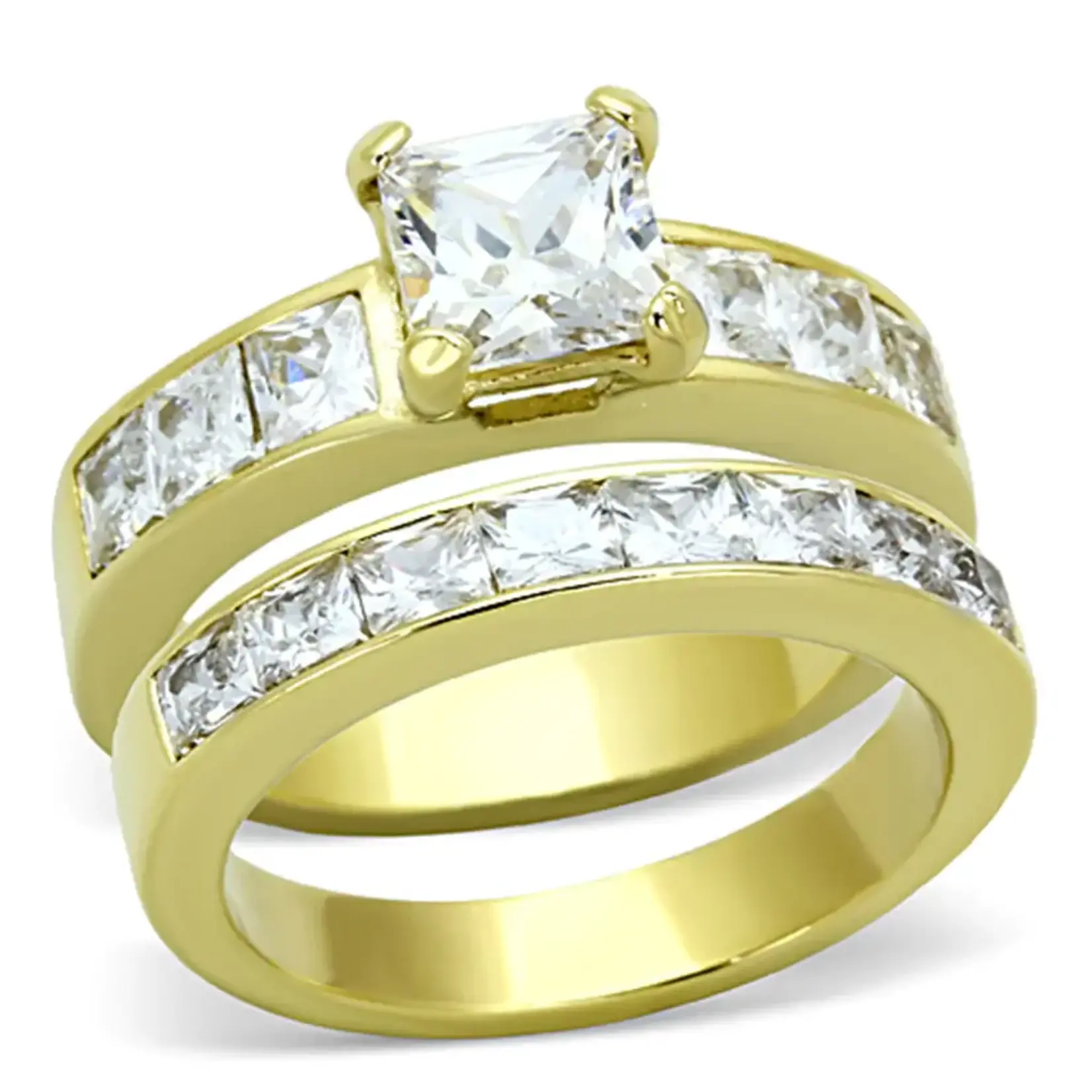 ROS Princess Channel Setting Wedding Ring Set