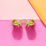 Bow Tiny Stud Earrings 14k Over SS