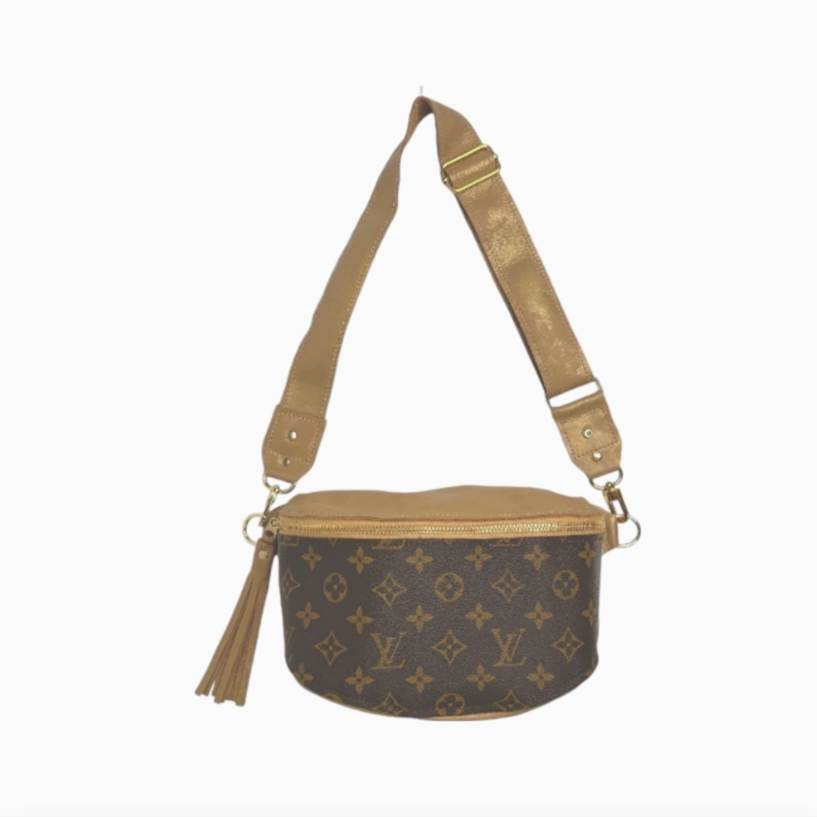 Upcycled Designs Britt Belt Bag in Bronze Leather Upcycled LV Full Front