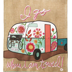 Flag I Go Where I Am Towed Burlap 13x18
