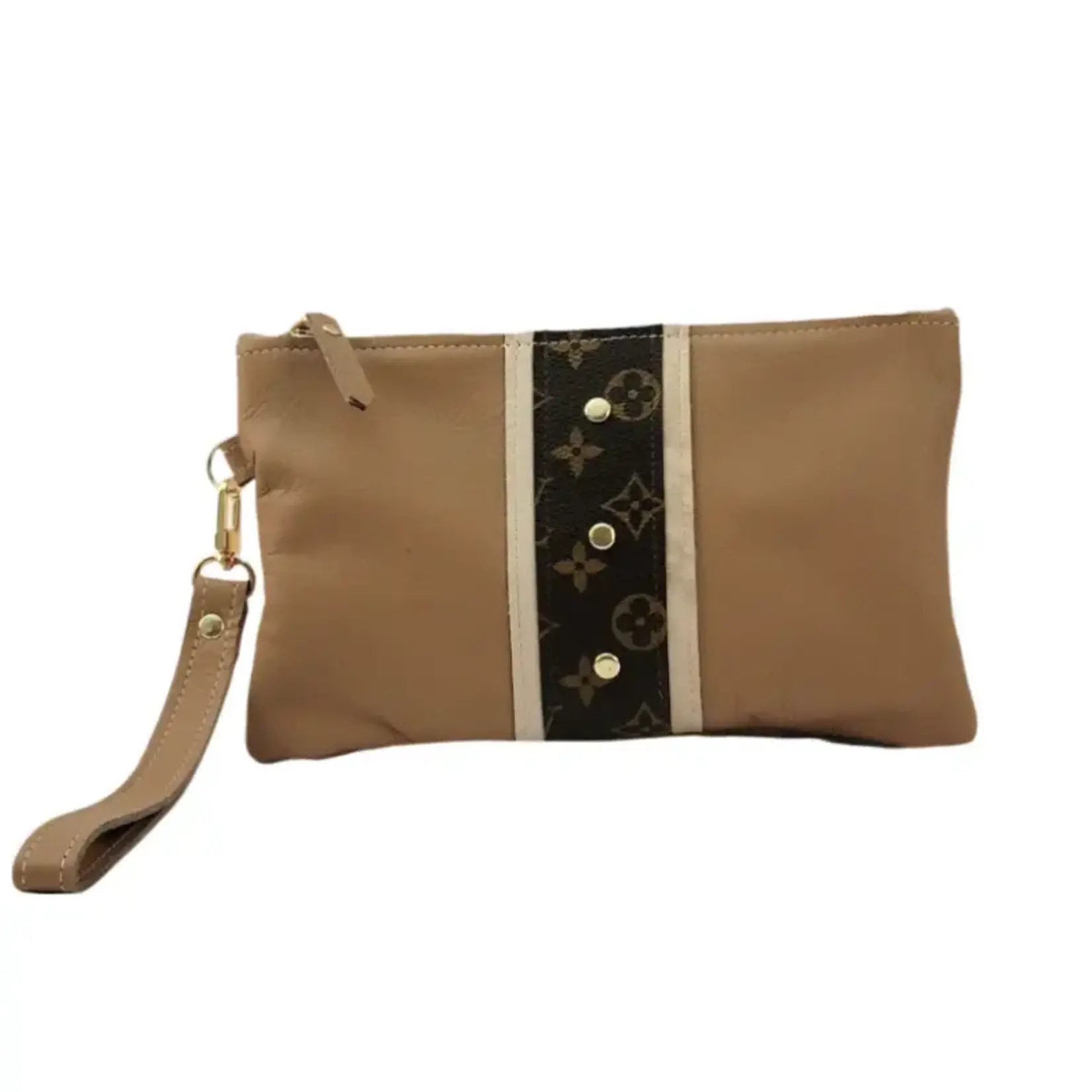 Upcycled Designs Cathy Wristlet in Mocha Mousse Leather Upcycled LV