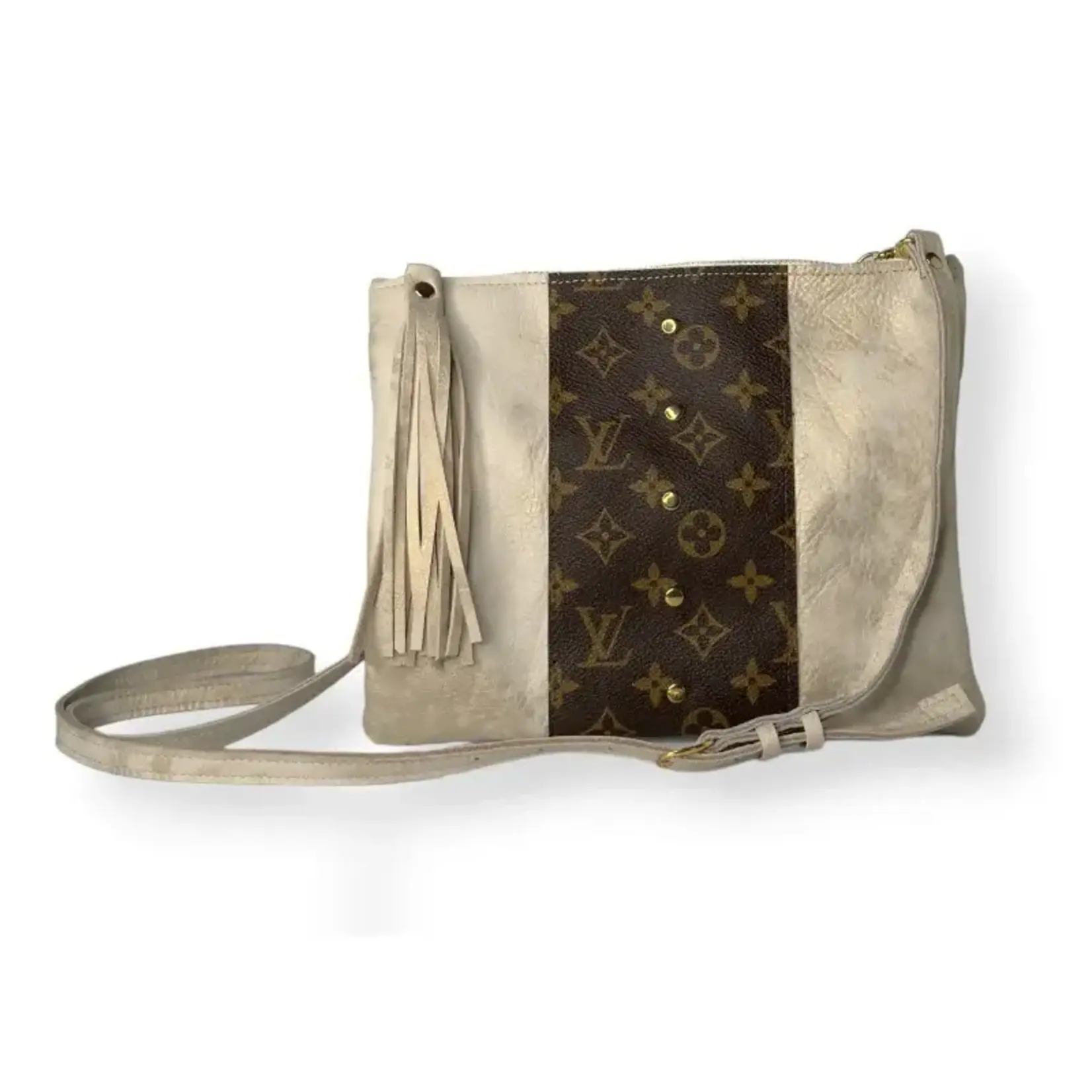 Upcycled Designs Caroline Crossbody in Stone Leather Upcycled LV