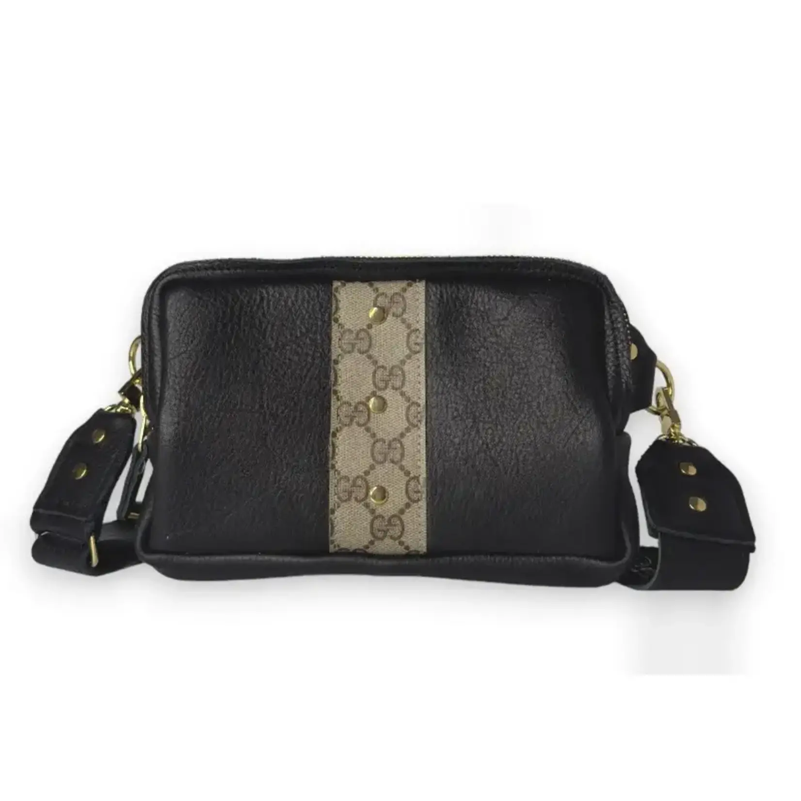 Upcycled Designs Bella Belt Bag in Black Leather Upcycled Gucci