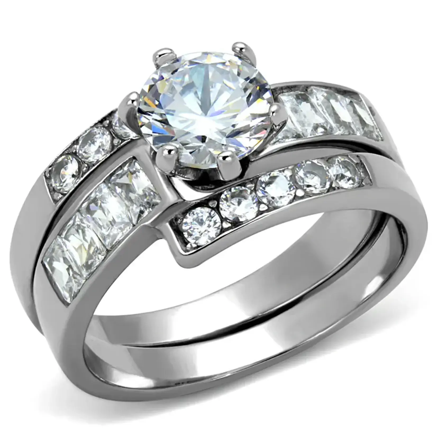 ROS Spiral Band Wedding Ring Set