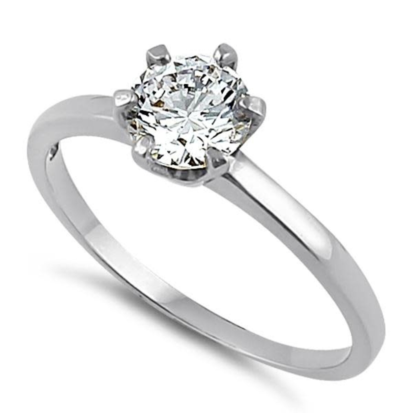 RLD 14k White Gold Round Solitaire Ring