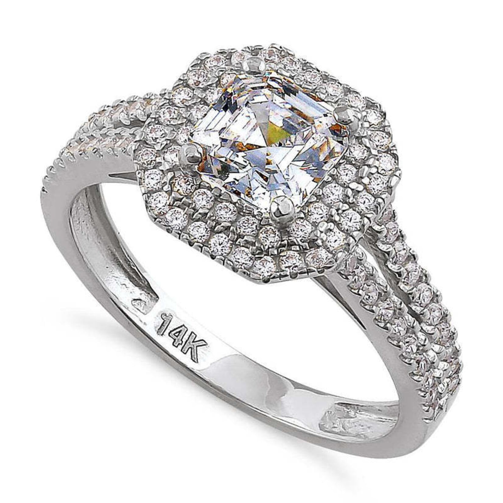 RLD 4K White Gold 2.5c Asscher Halo Ring