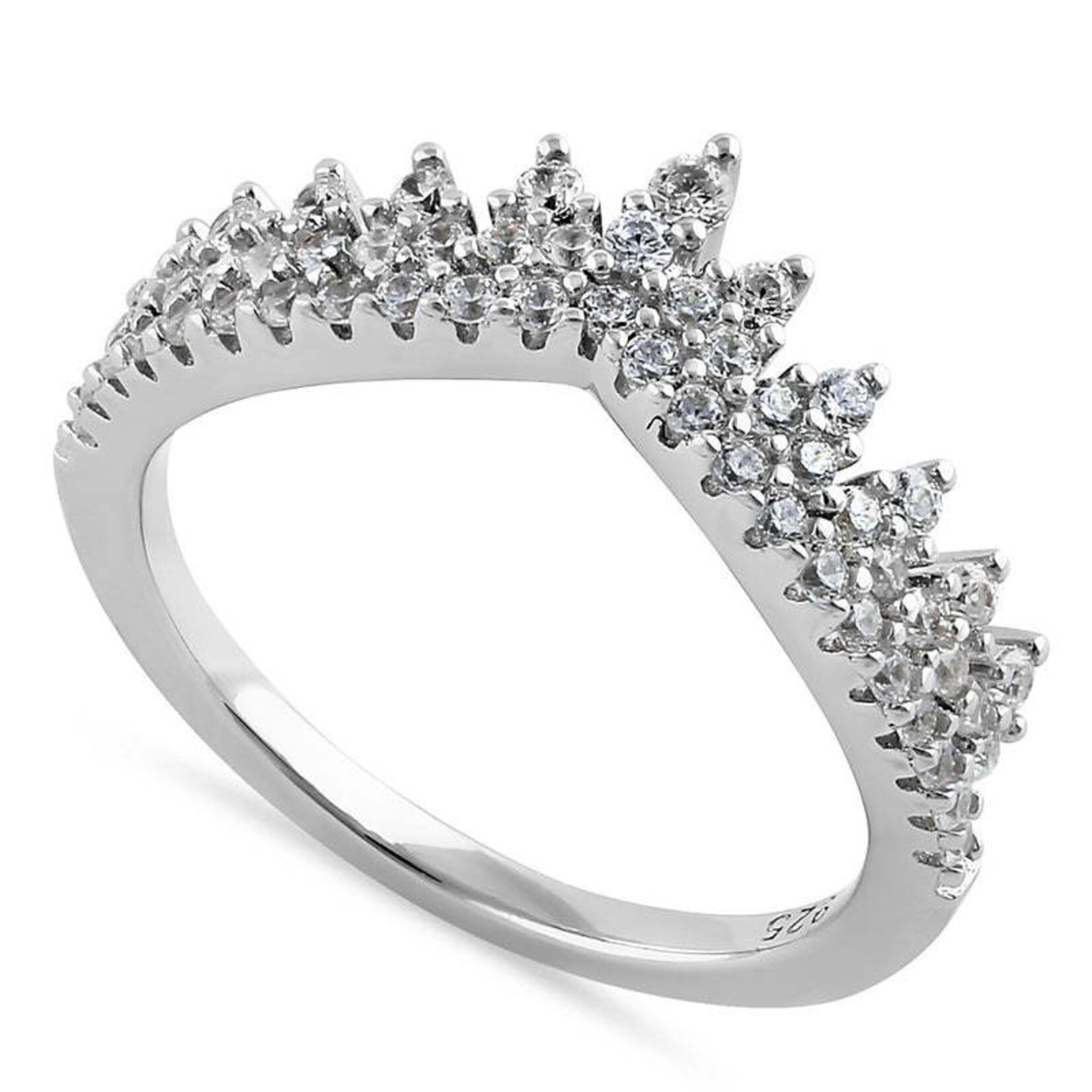 RLD Silver CZ Crown Ring