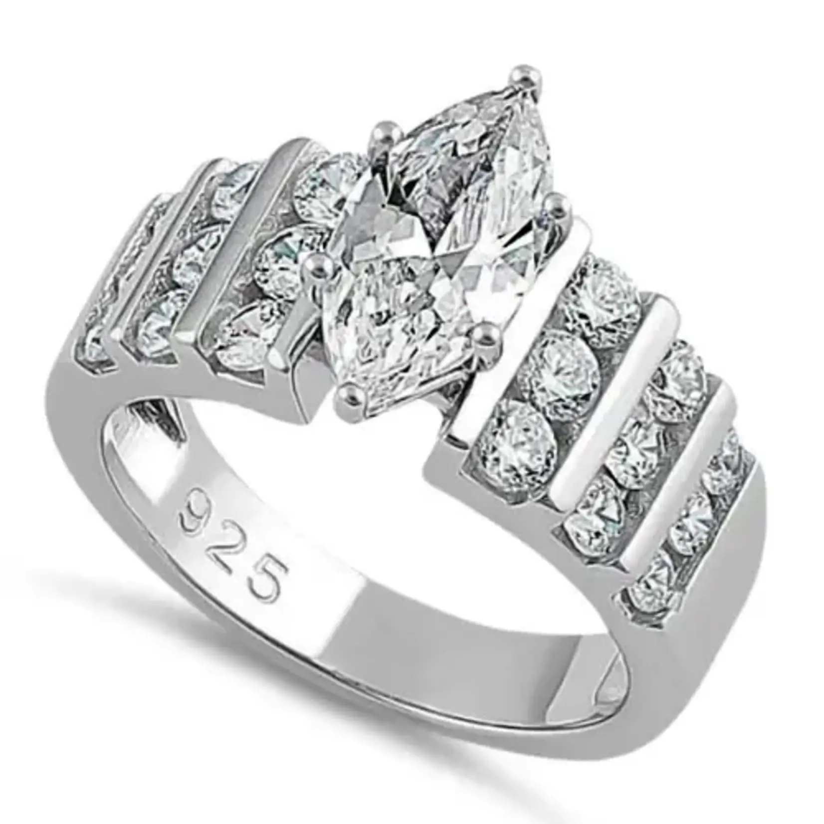 RLD Sterling Silver 3c Marquis Ring