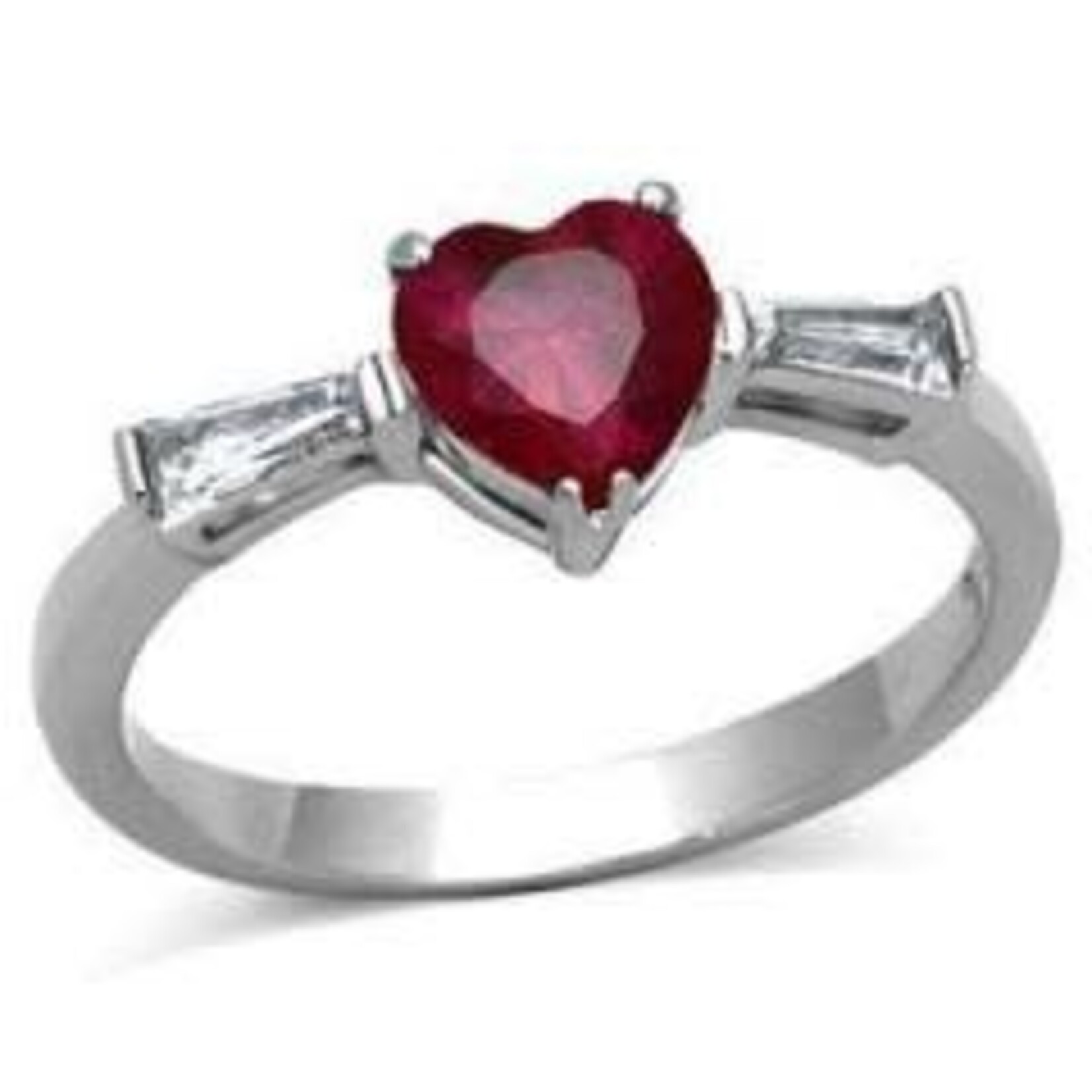 ROS ROS Red Heart CZ Steel Ring