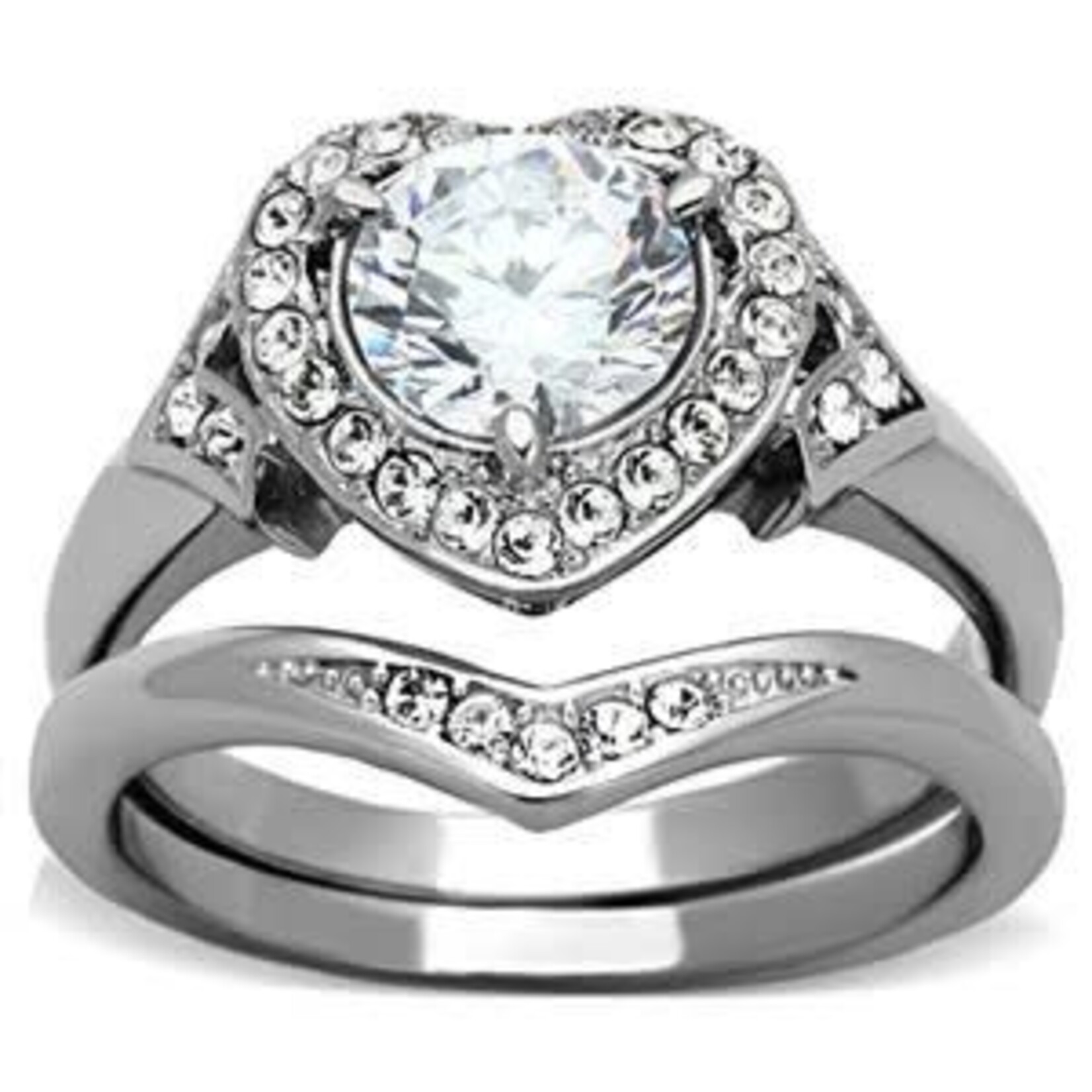 ROS Stainless Steel Heart Ring Set