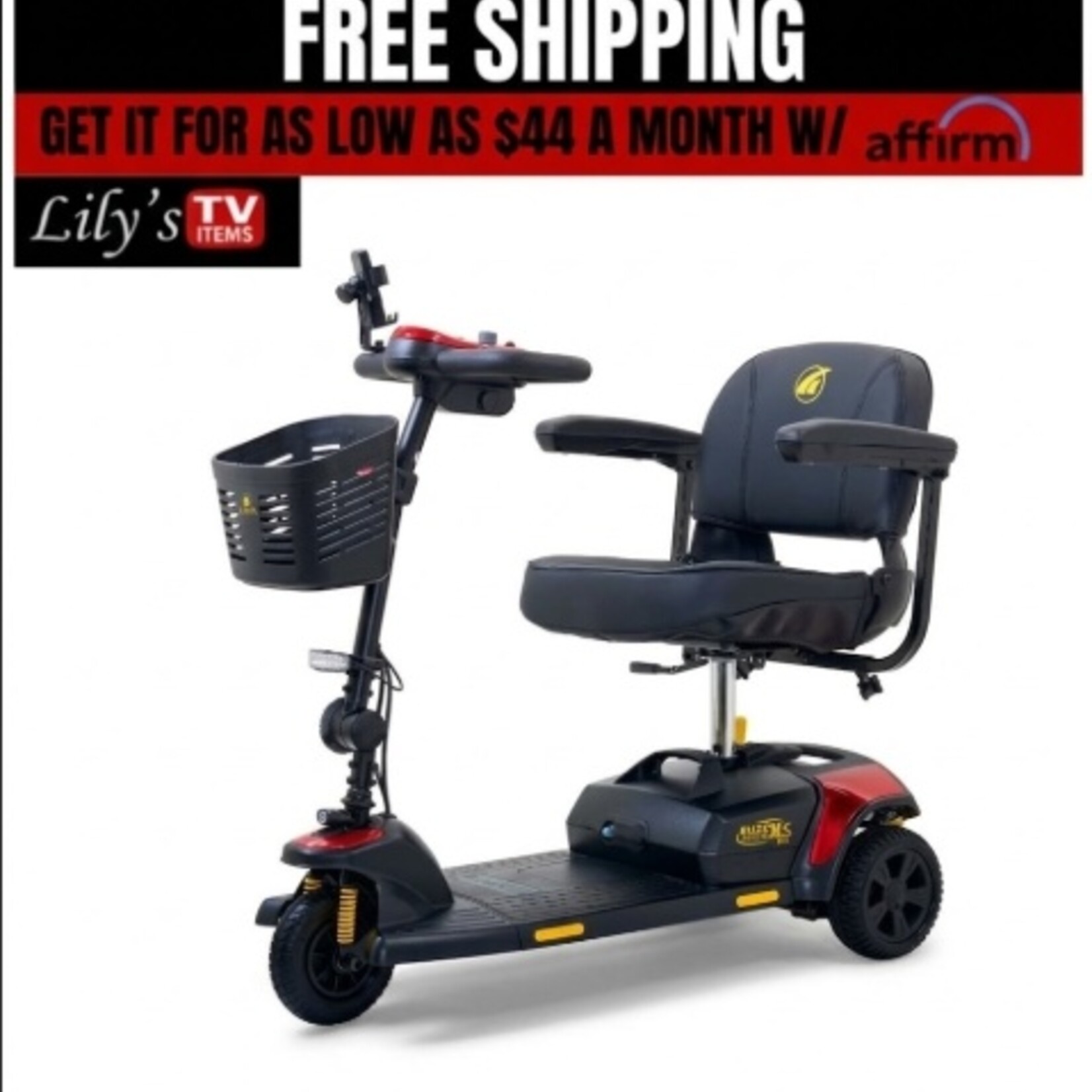 (XL- 3 Wheel SHOCKS) Buzzaround XLS 3-Wheel Mobility Scooter GB121C w Suspension same as GB121B but has shocks