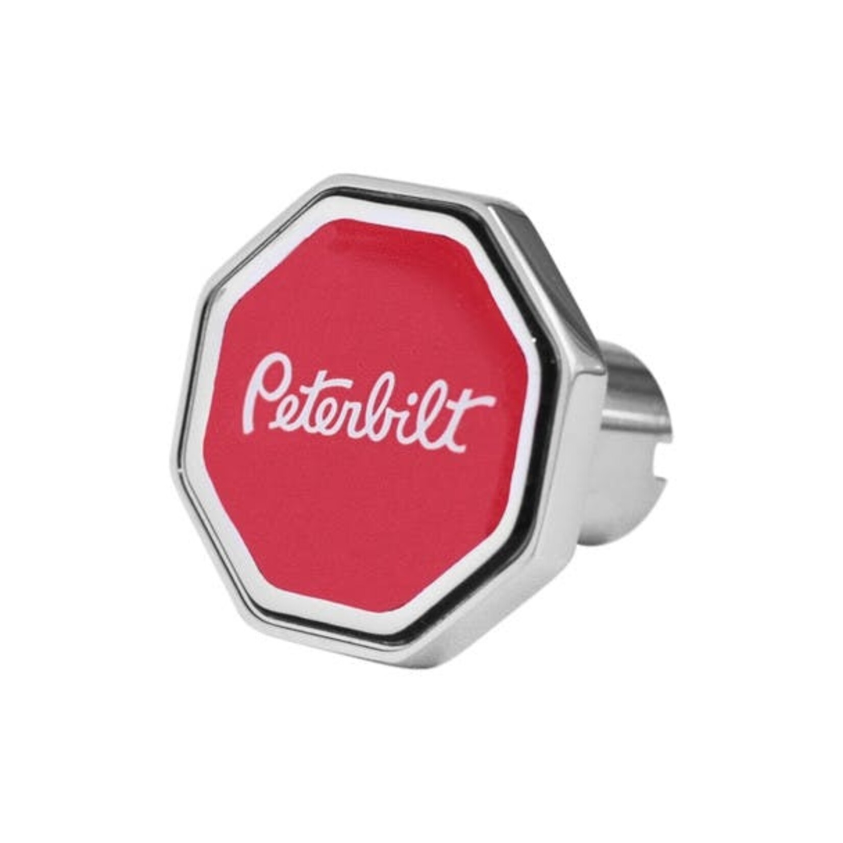 Peterbilt Logo Octagon Knob Red/Chrome 440