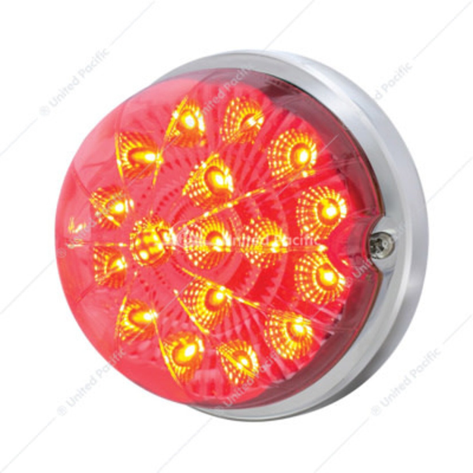 17 LED Dual Function Watermelon Clear Reflector Flush Mount Kit With Low Profile Bezel-Red LED/Clear Lens