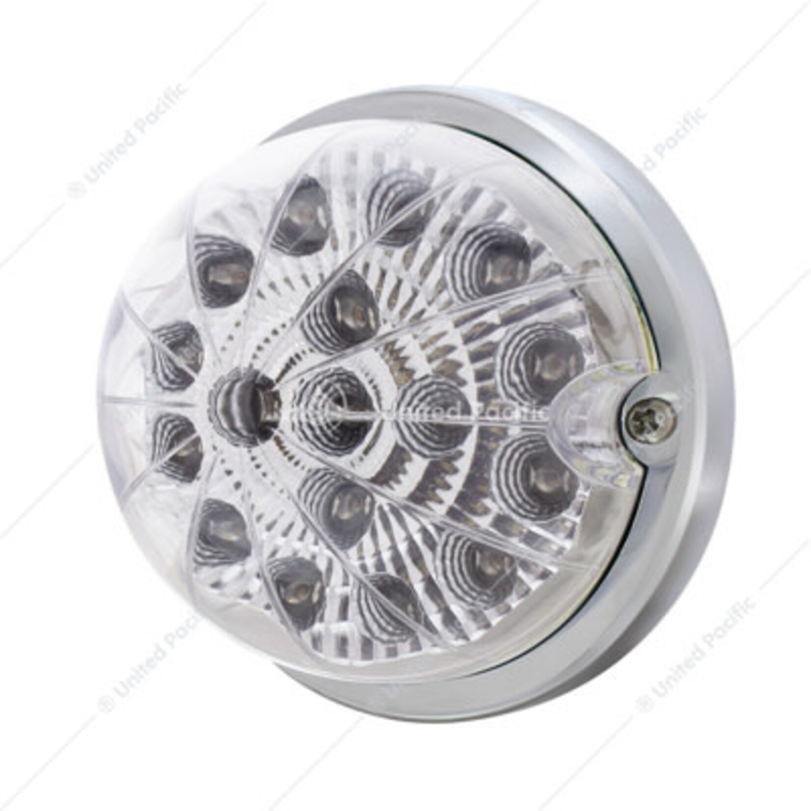 17 LED Dual Function Watermelon Clear Reflector Flush Mount Kit With Low Profile Bezel-Amber LED/Clear Lens
