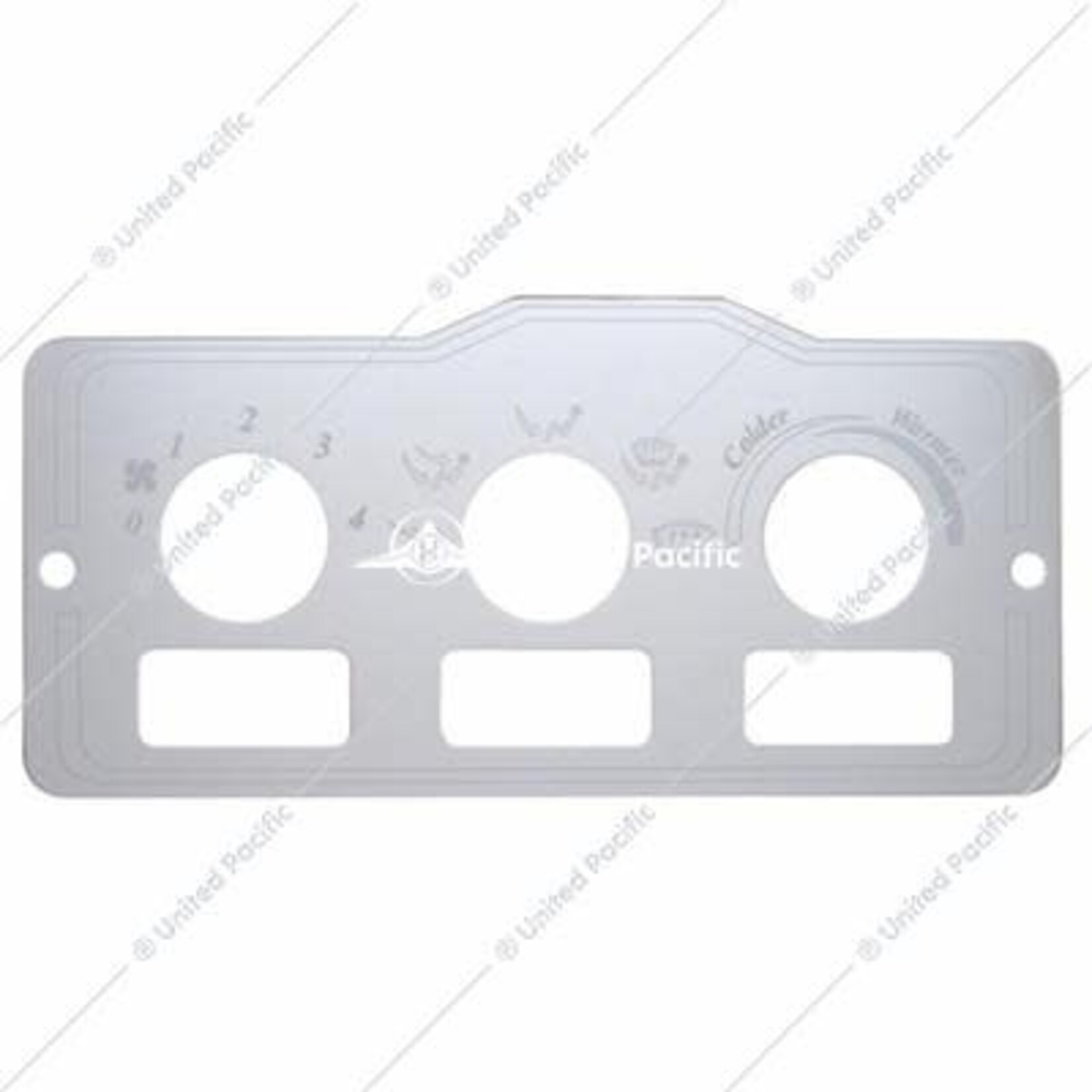 Peterbilt Stainless A/C Control Plate - 3 Square Opening