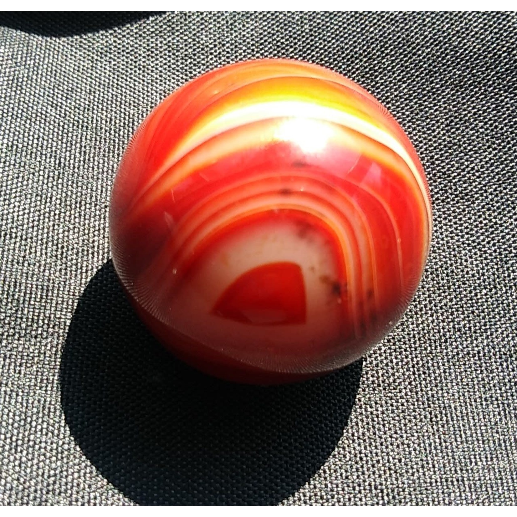 Natural Silk Banded Lace Agate Crystal Sphere / Carnelian