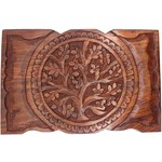 Rosewood hand carved tree of life box