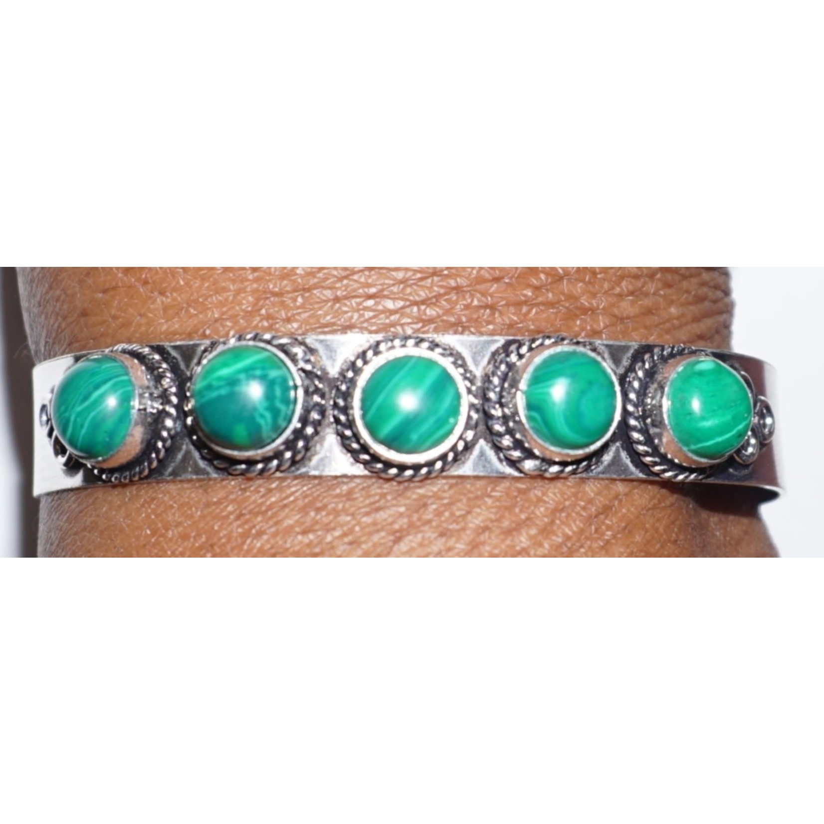 Malachite Gemstone Adjustable Cuff Bangle Bracelet