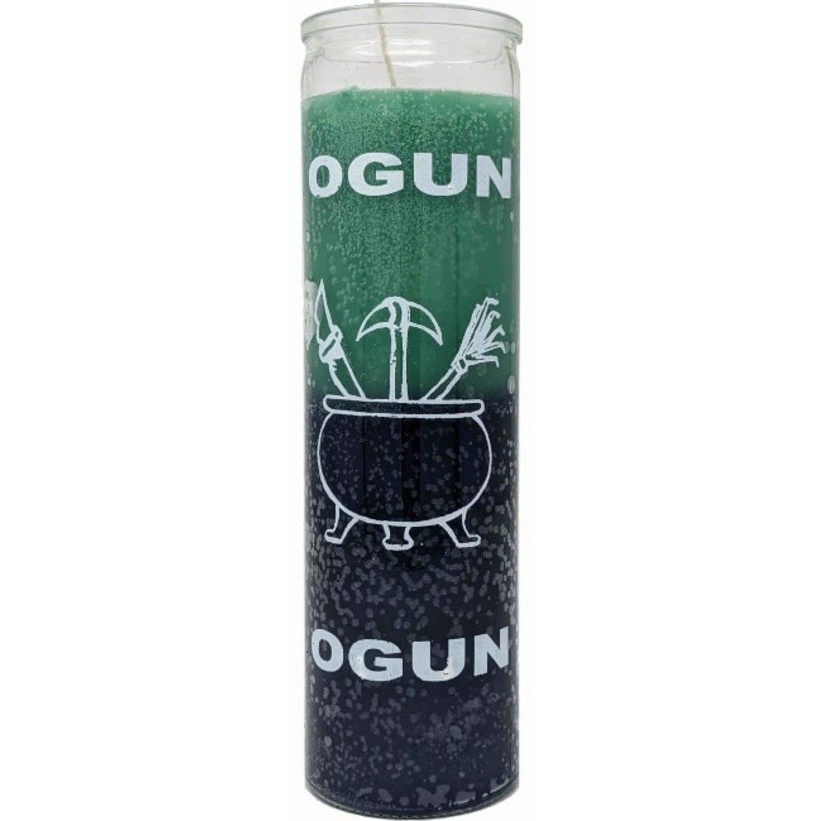 Orisha-Ogun 7 Day Candle, Green/Black