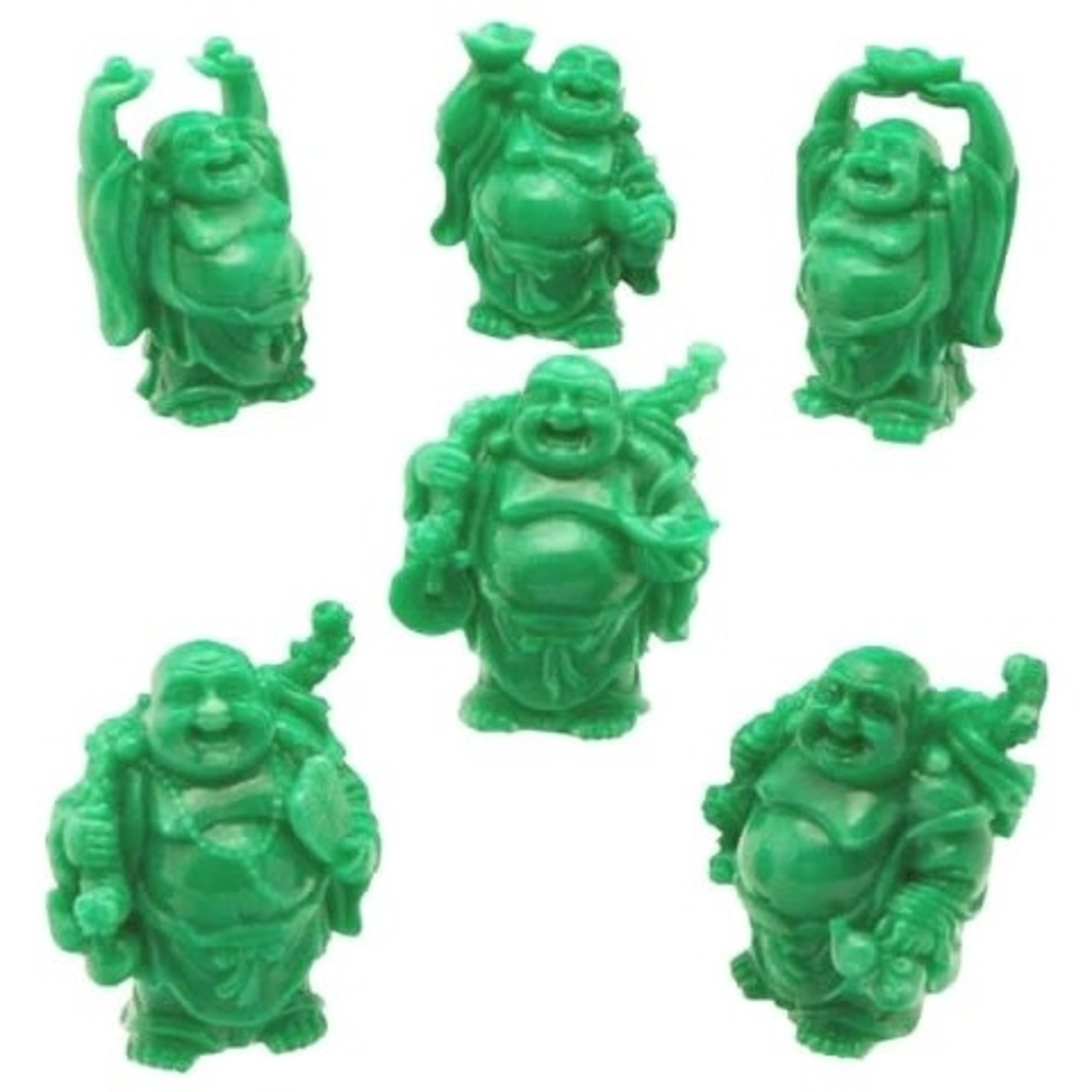Laughing Buddha 2 Inch Statues (Set of 6 Figurine) -Jade