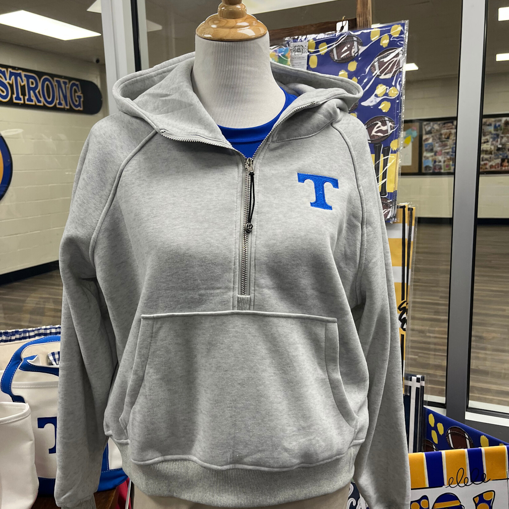 Grey Half Zip Fleece w/ Hood