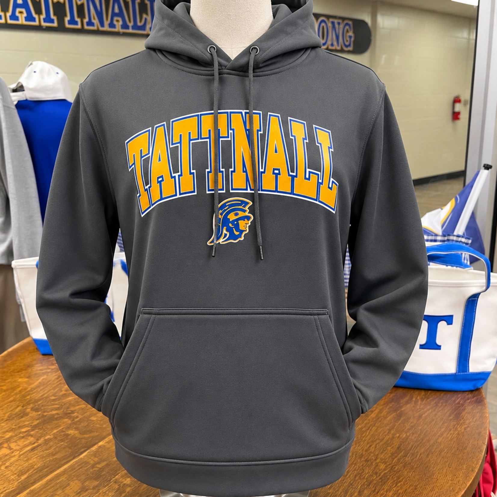 Sport Tek Charcoal Tattnall Trojan Head Hoodie