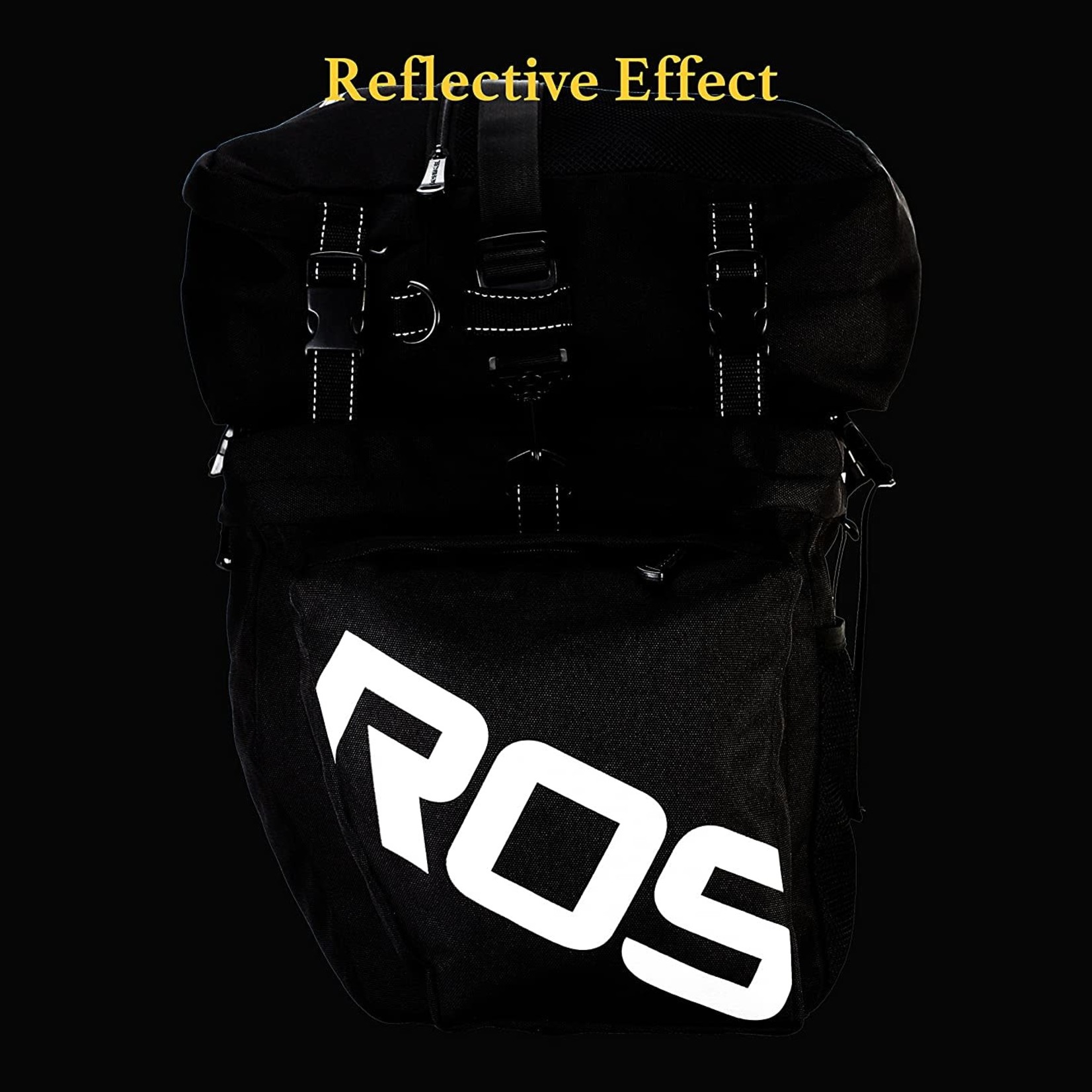 ROSWHEEL Pannier set, Top bag and side bags, water resistant,  Side bags H33/W30cm, Top bag  H34/W30cm, 1000D reinforced polyester, Black