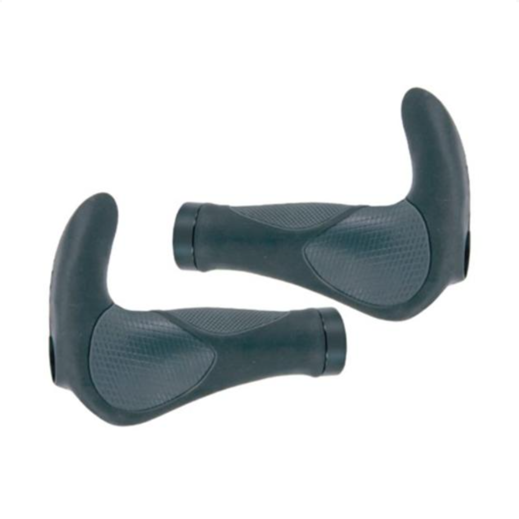 Ergonomic Lock On Grips - with Bar Ends & Locking Rings, Black/Grey