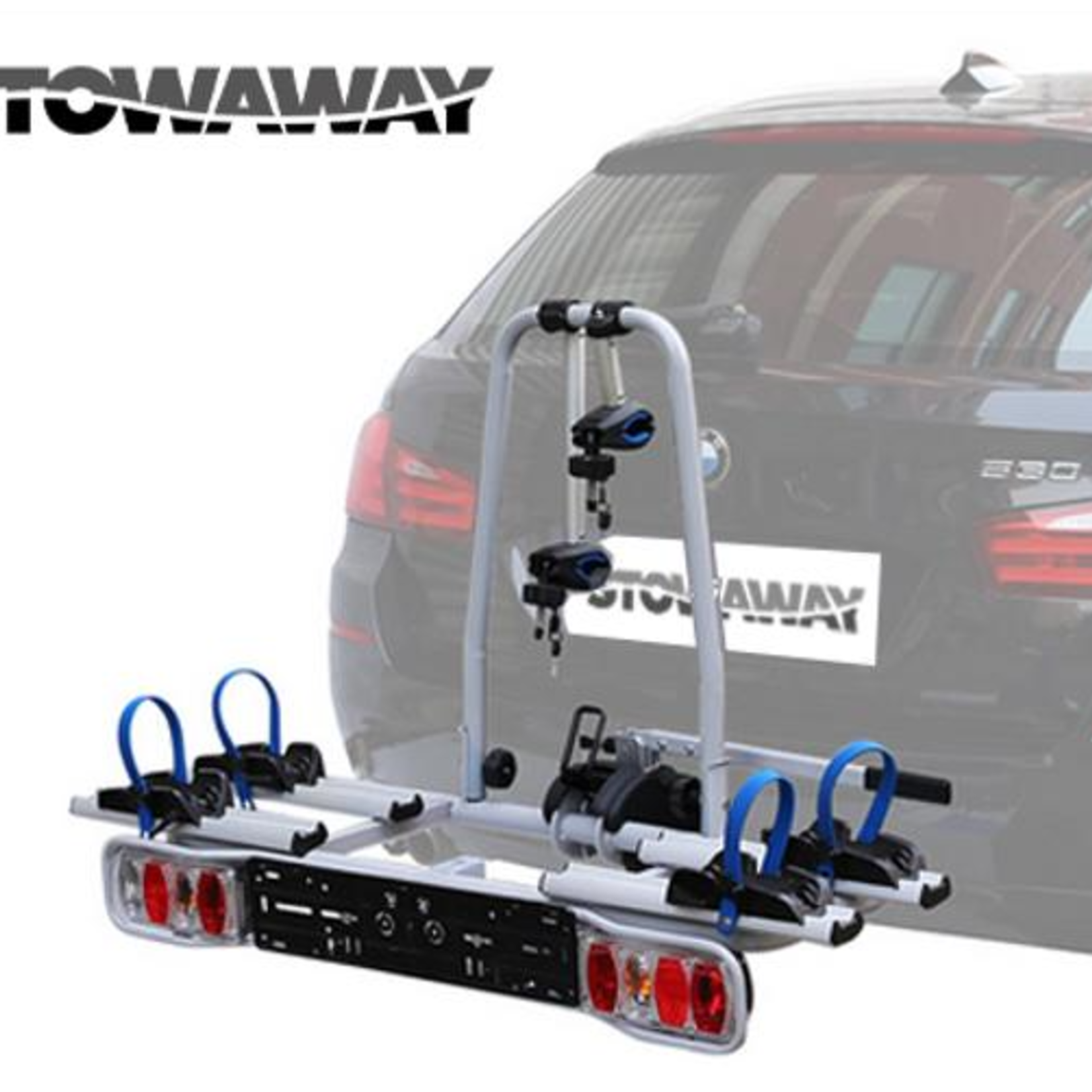 Car Rack Bike Carrier  STOWAWAY  for E-Bikes - Tow Ball Mount, 2 Bikes, Push/Tilt Lever Design