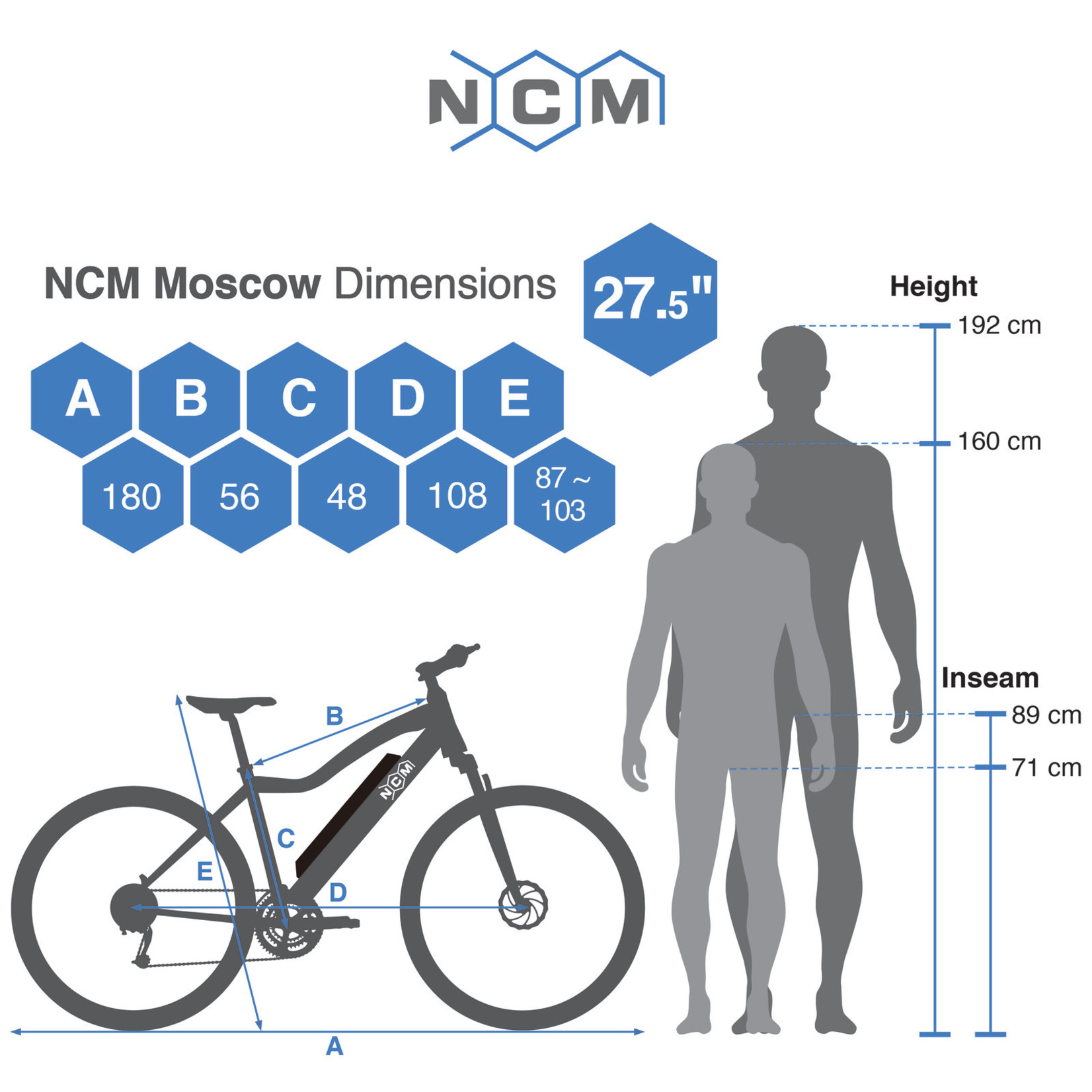 NCM NCM Moscow Electric Mountain Bike,E-Bike, 250W, E-MTB, 48V 13Ah 624Wh Battery [Black 26]