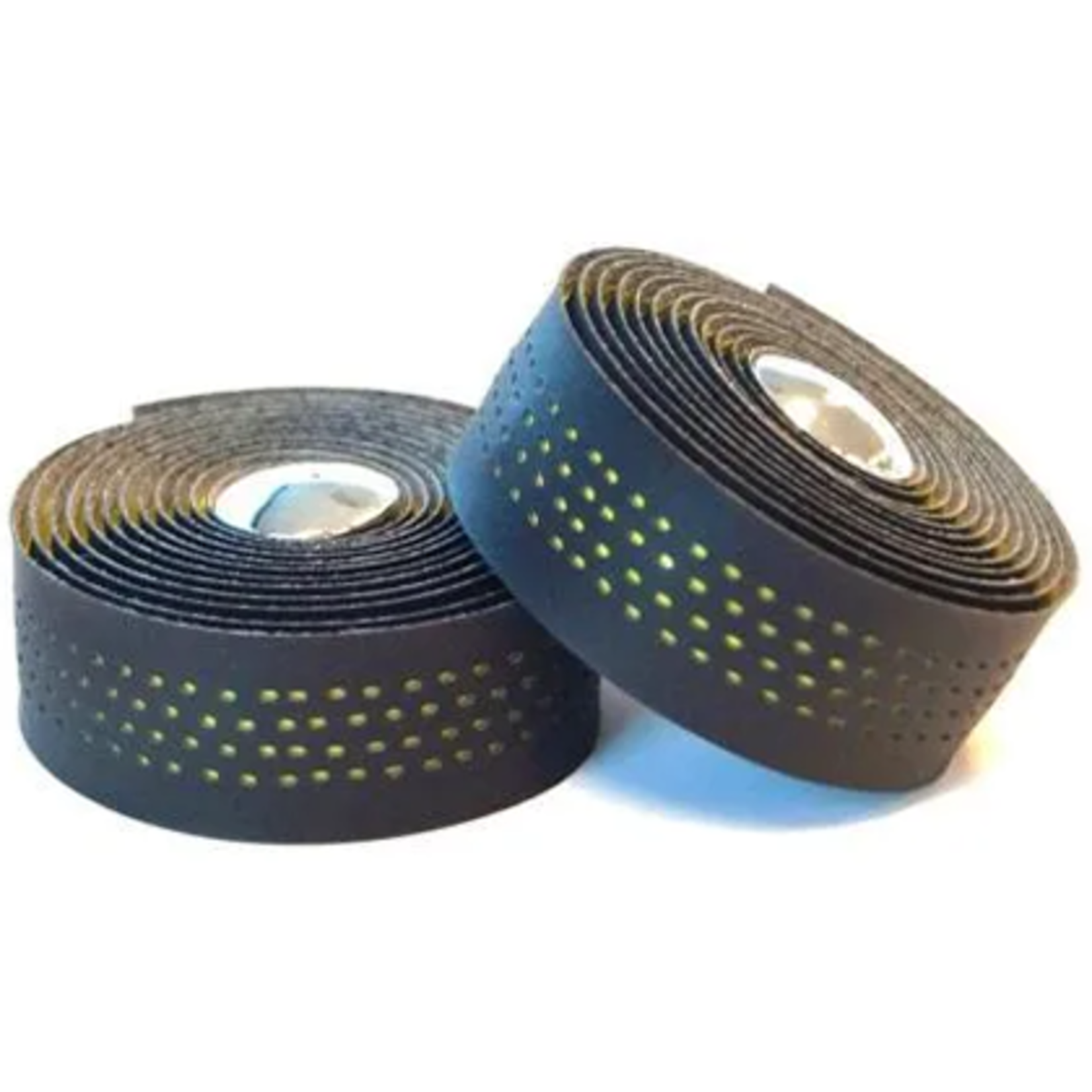 Handlebar Cushion Tape, Black Microfibre + FLURO YELLOW Shockproof gel, w Plugs