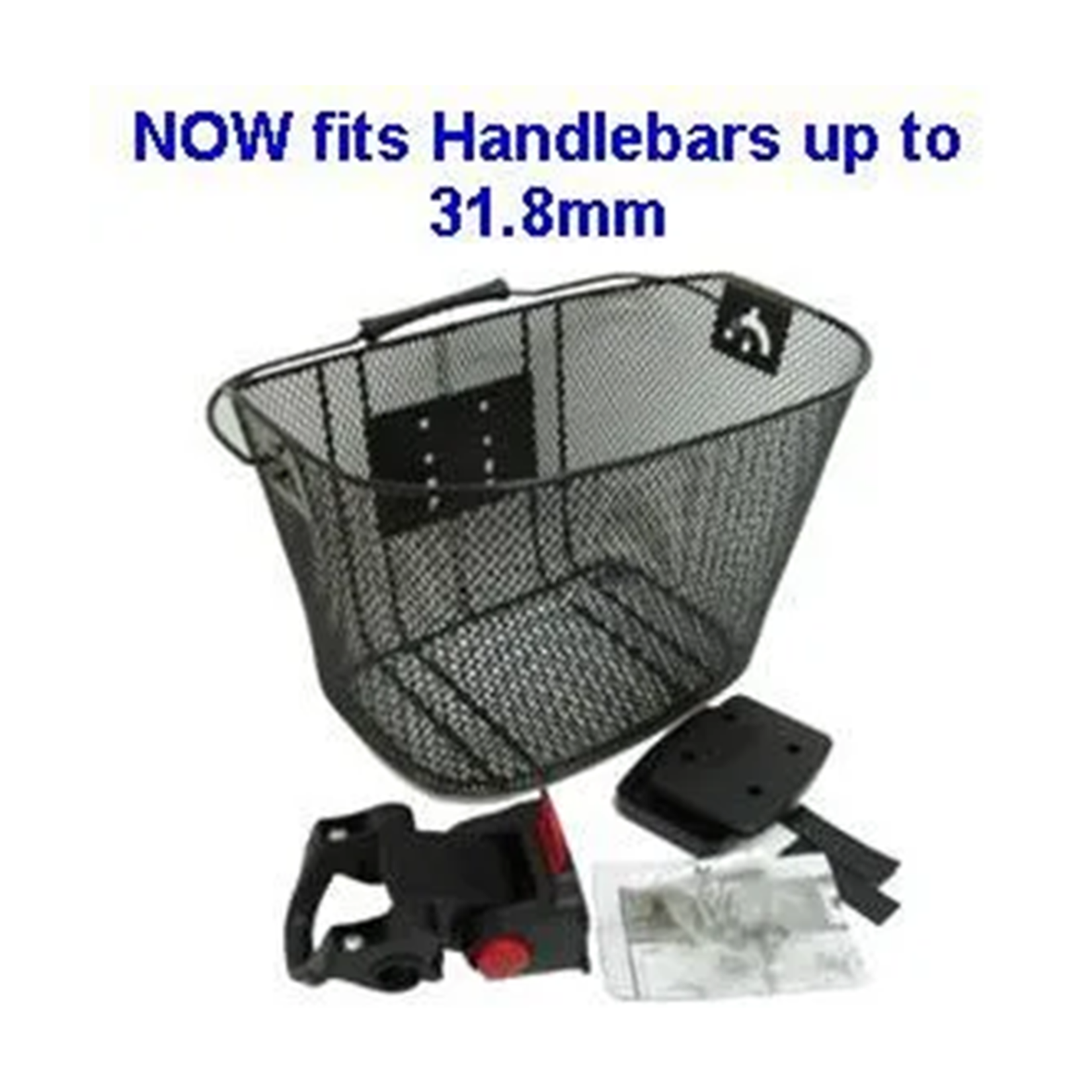 BASKET - Front, Mesh, With New Angle Adjustable Bracket, For Light Weight Cargo, Black, 25cm x 34cm x 25cm (25.4 to 31.8)