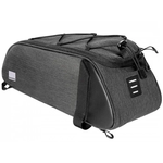 SAHOO  Rack Top Bag, 8L, Main pocket, 2 side zippered pockets, water bottle pocket, L39/W15/H17cm ,velcro attach, Black, 600D Nylon