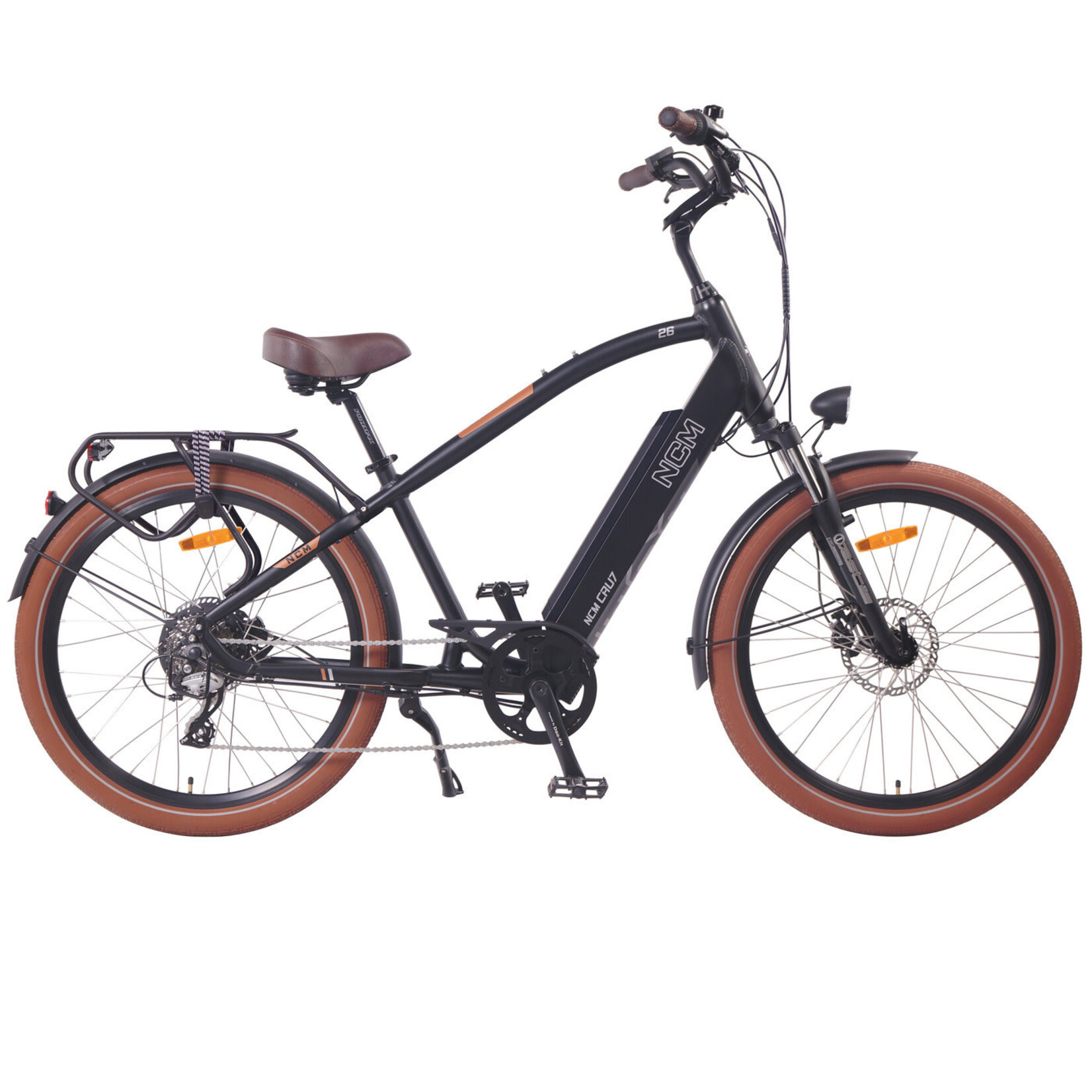 NCM NCM Cru7 Cruiser Electric Bike, 500W, E-MTB, 48V 19Ah 912Wh Battery [Matt Black]