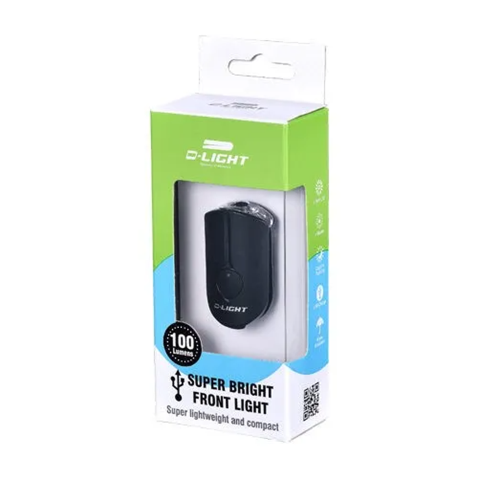 LIGHT  Front 4 function , 100Lumen, "Daytime Flash" w/USB cable, compact sizing