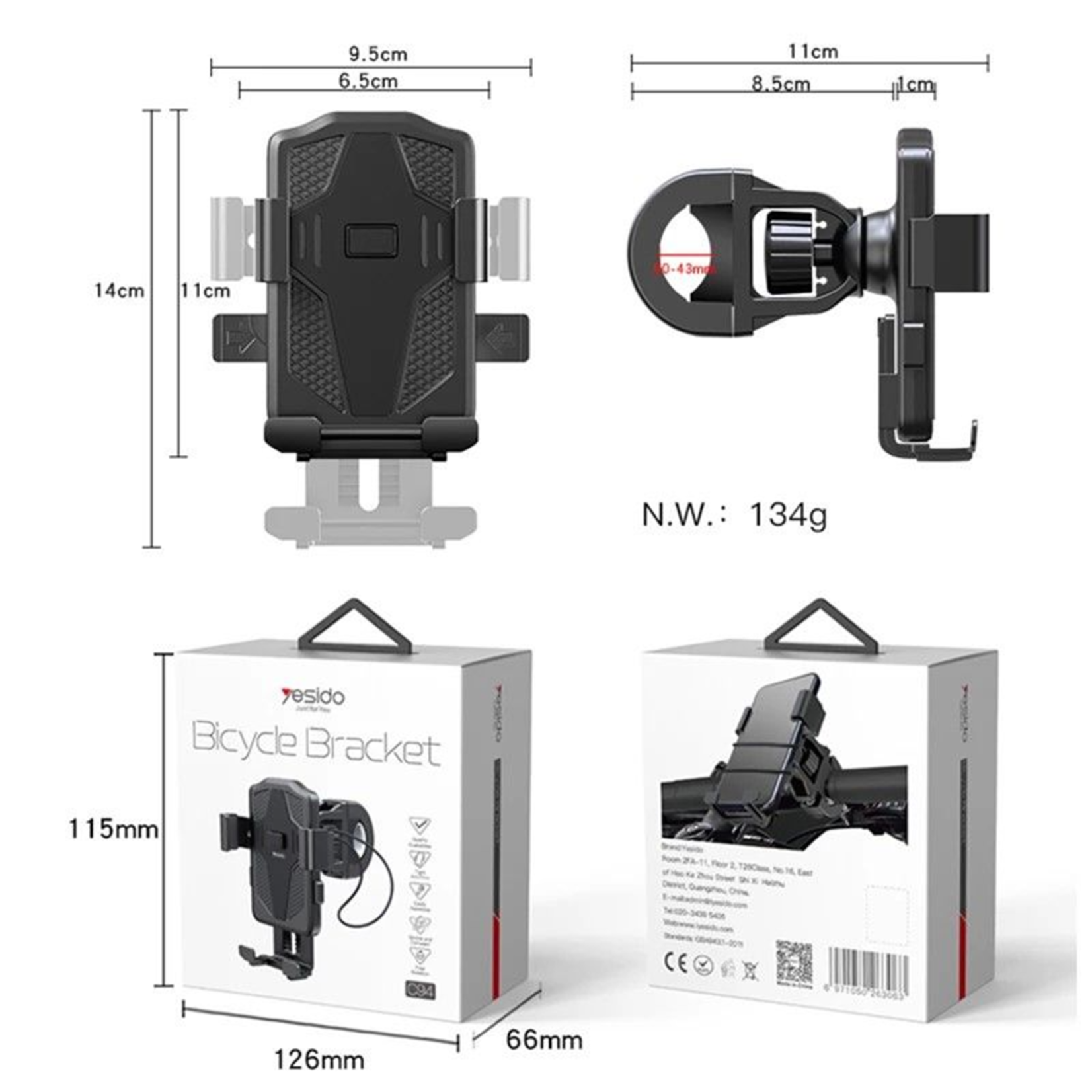 C94 Cycle Motorcycle Bicycle Motor Bike Cell Mobile phone holder Yesido