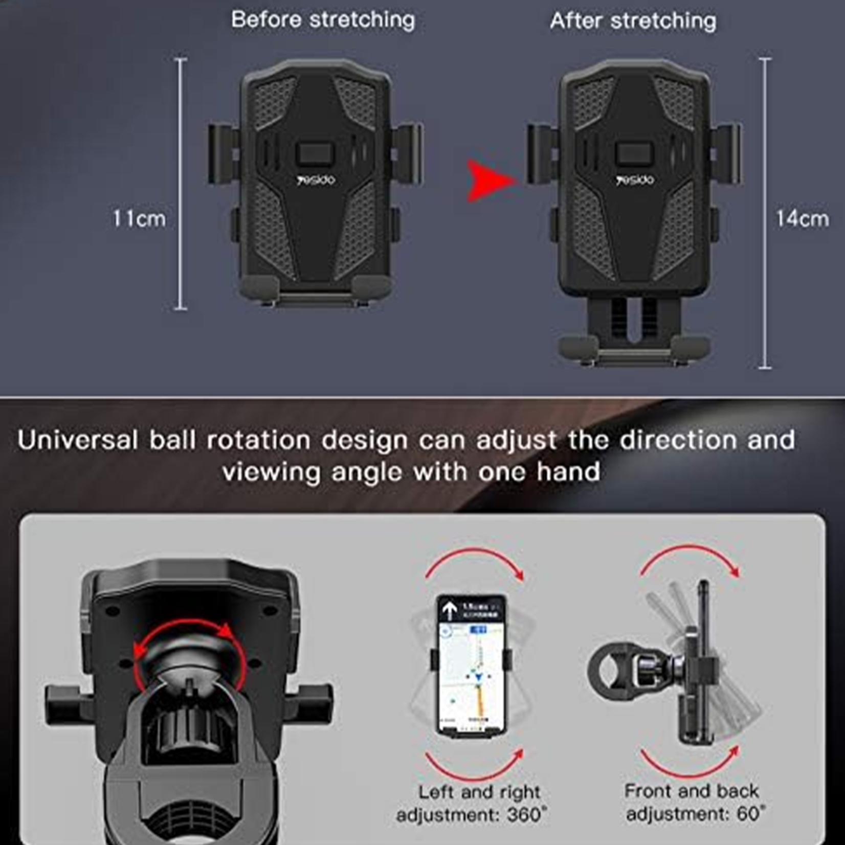 C94 Cycle Motorcycle Bicycle Motor Bike Cell Mobile phone holder Yesido