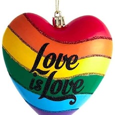 4.5"PLSTC "LOVE IS LOVE" HEART ORNAMENT