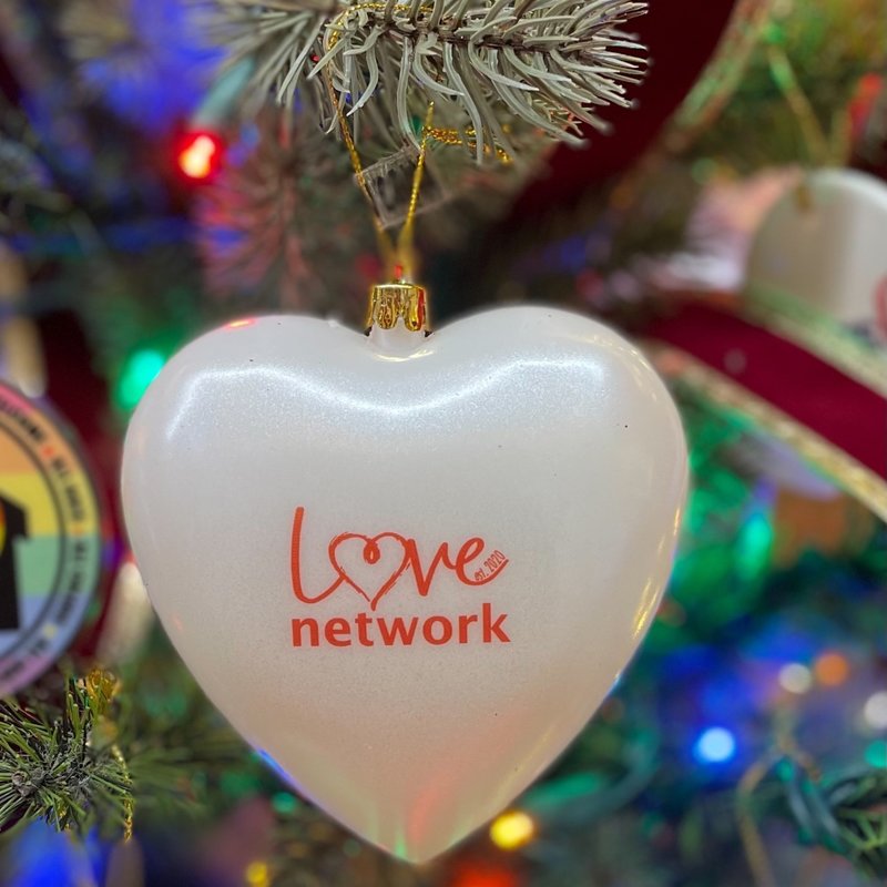 Colors Of Love "LOVE NETWORK" 4" WHITE HEART ORNAMENT