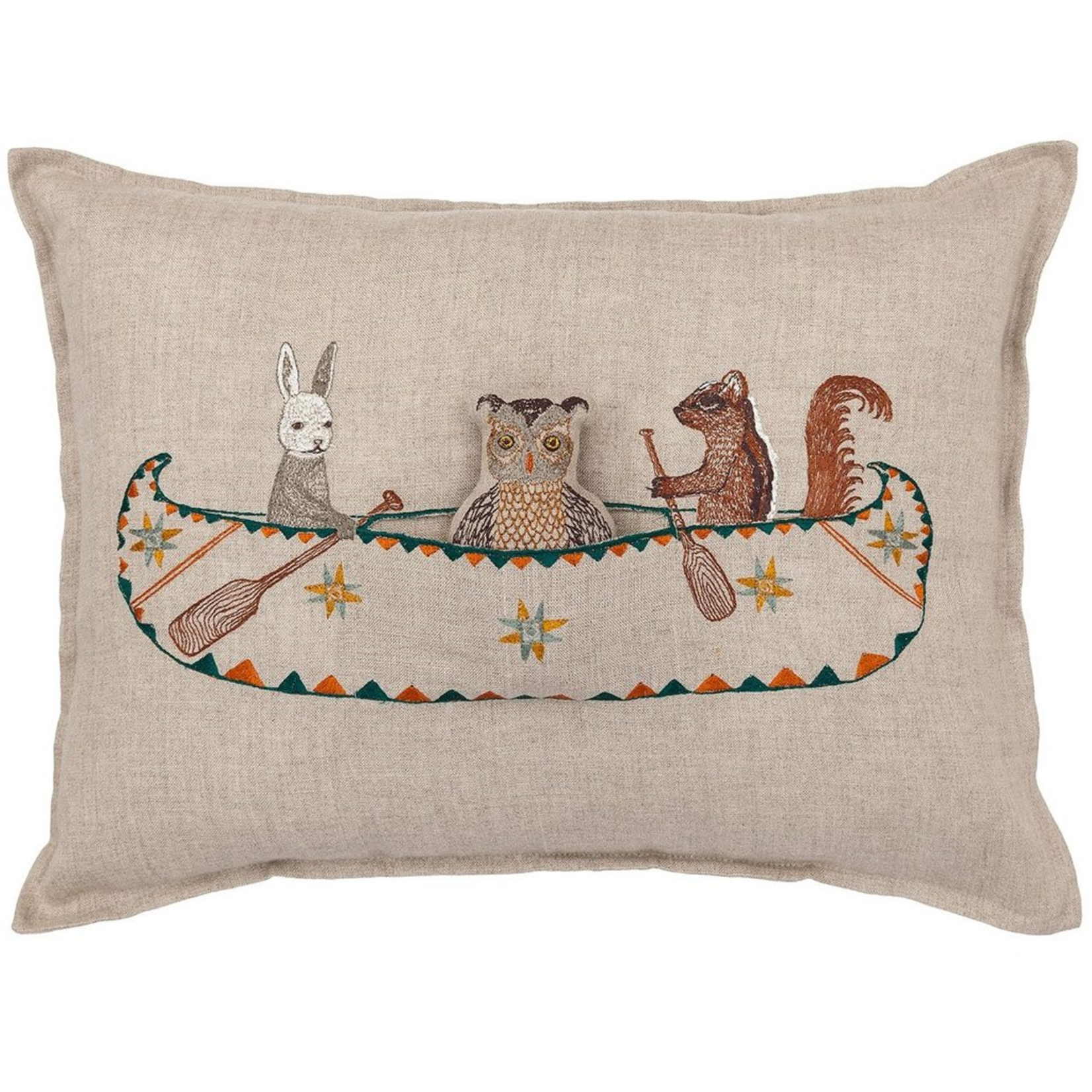 Pillows - Embroidered Friends Canoe Pocket Pillow