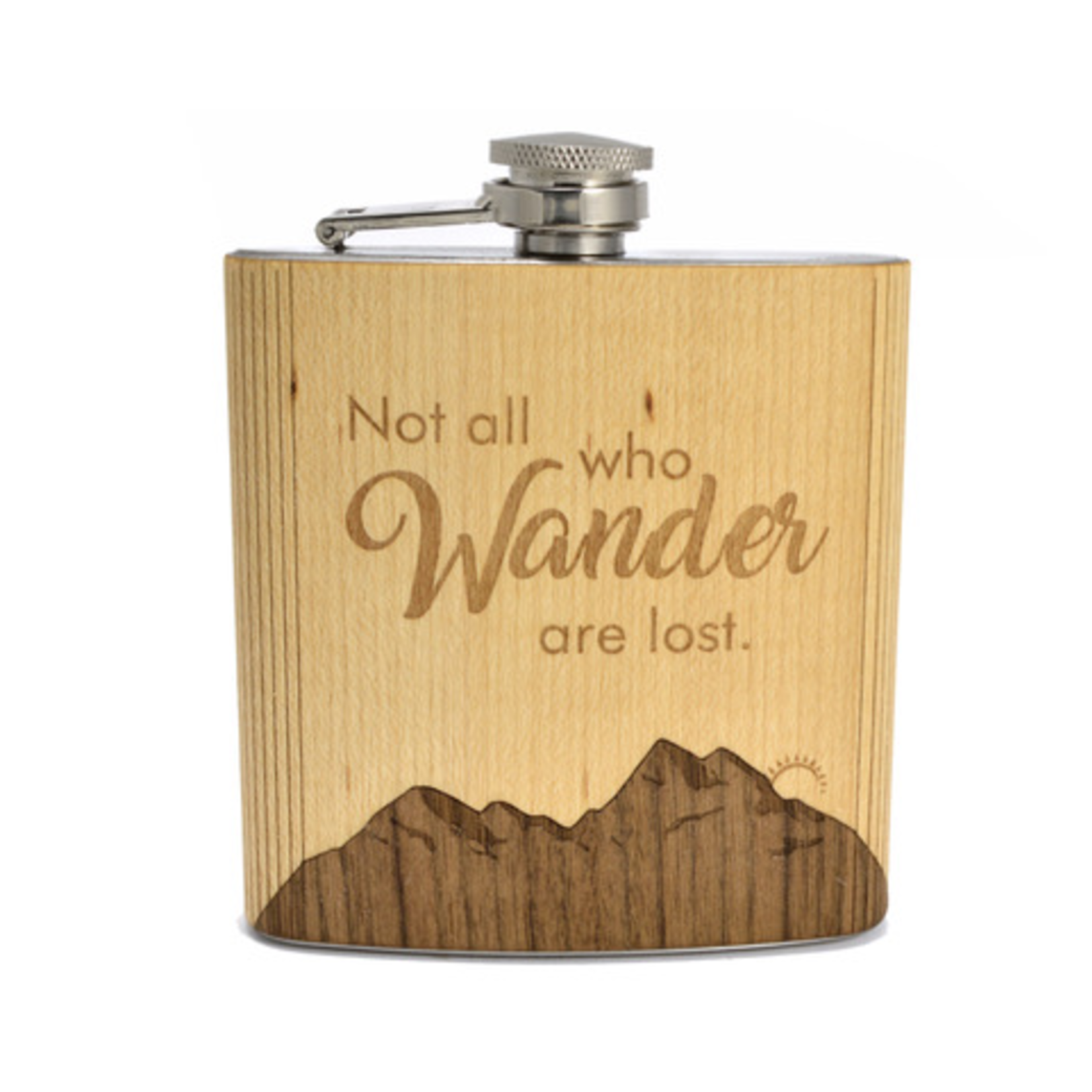 Flasks Not All Who Wander Wood Flask
