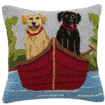 Pillows - Hooked Lab Duo In Canoe