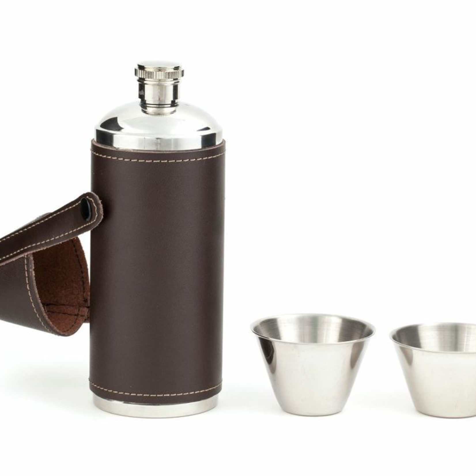 Barware Camping Leather Flask Set