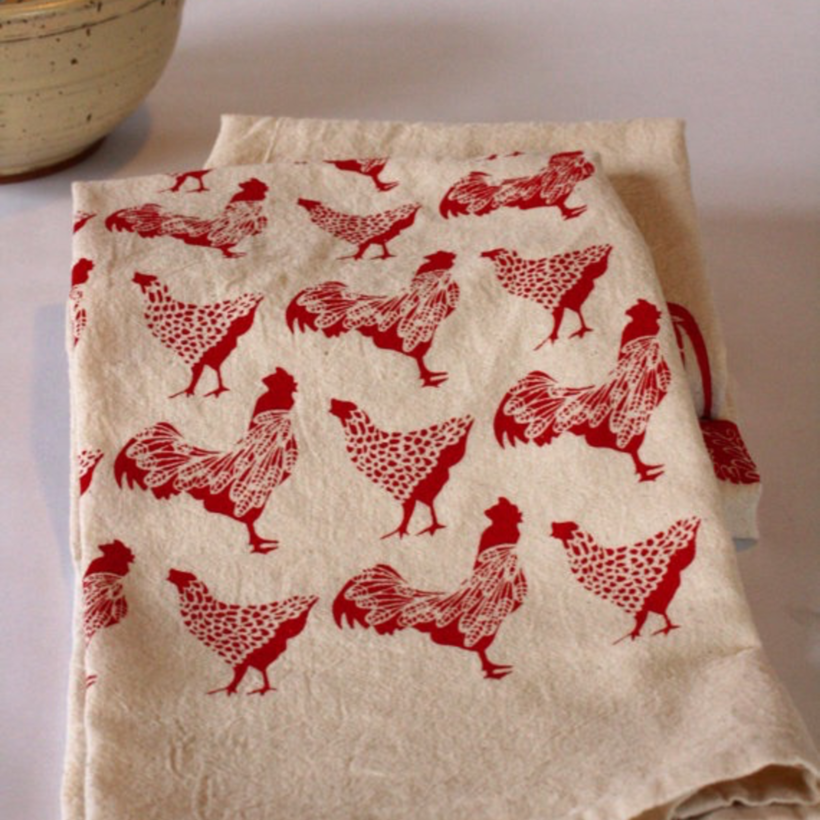 Tea Towels Red Chickens Tea Towel