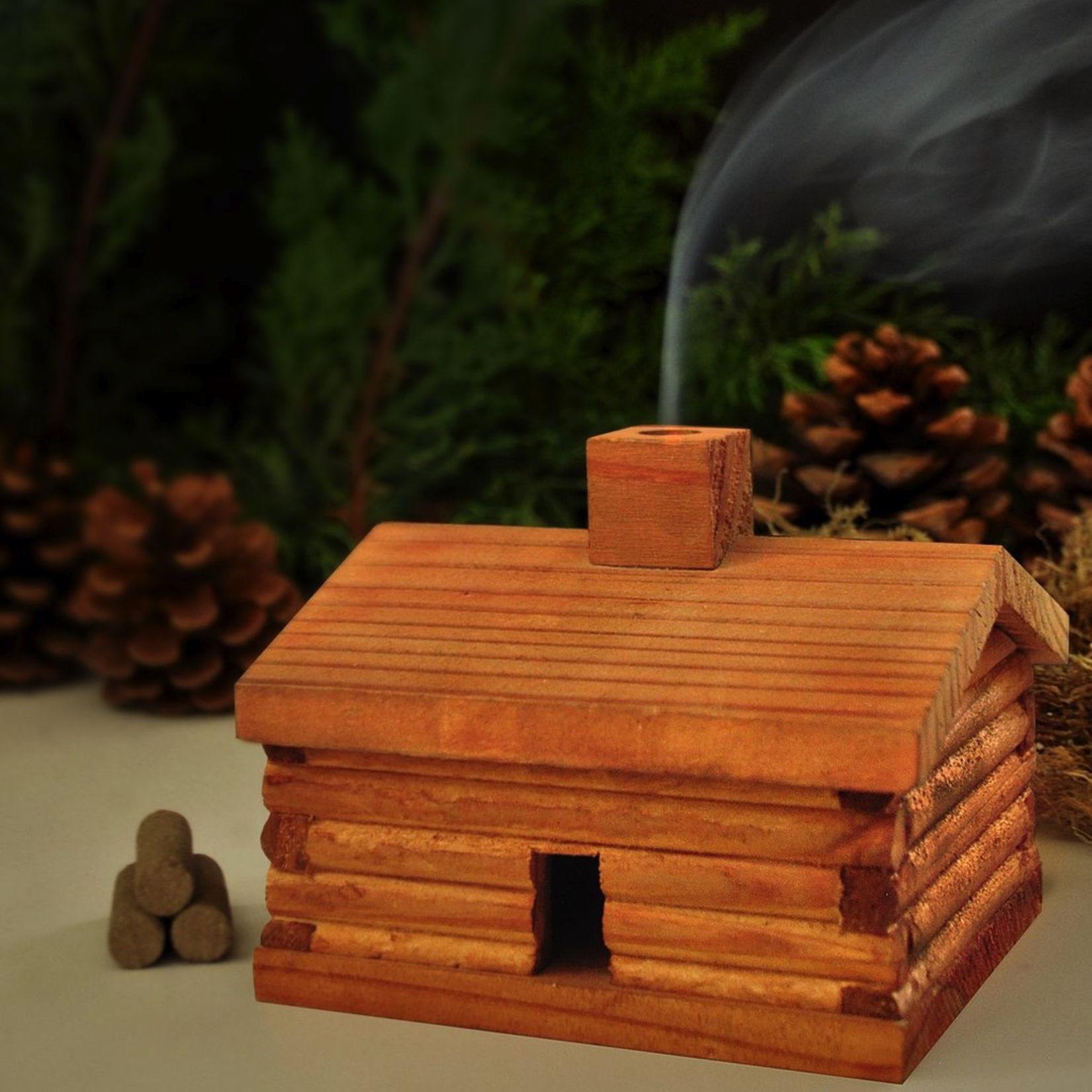 Incense Log Cabin Burner w/10 Balsam Logs